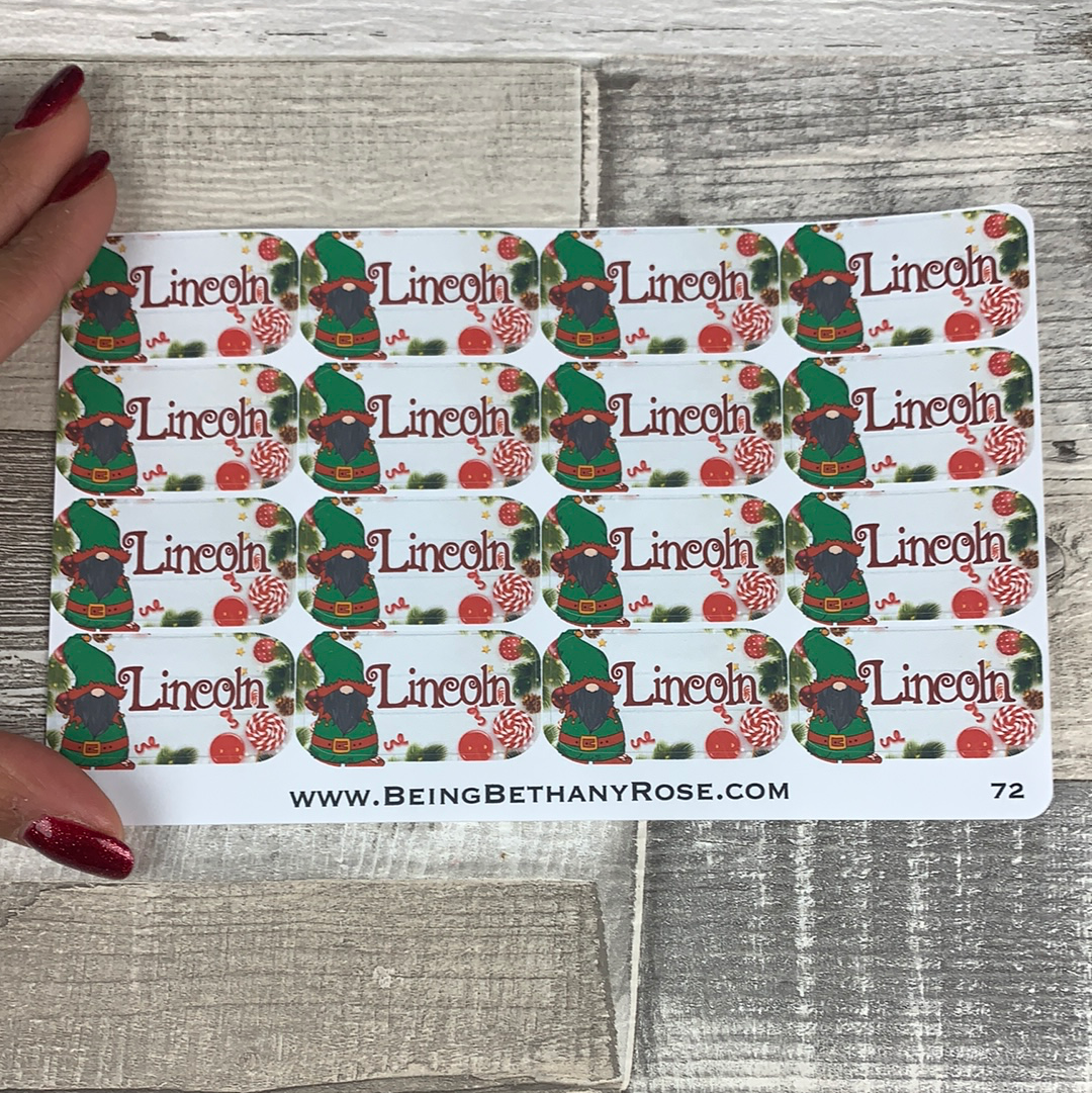 Personalised kids / adults Christmas Present Labels. (72 Basil)