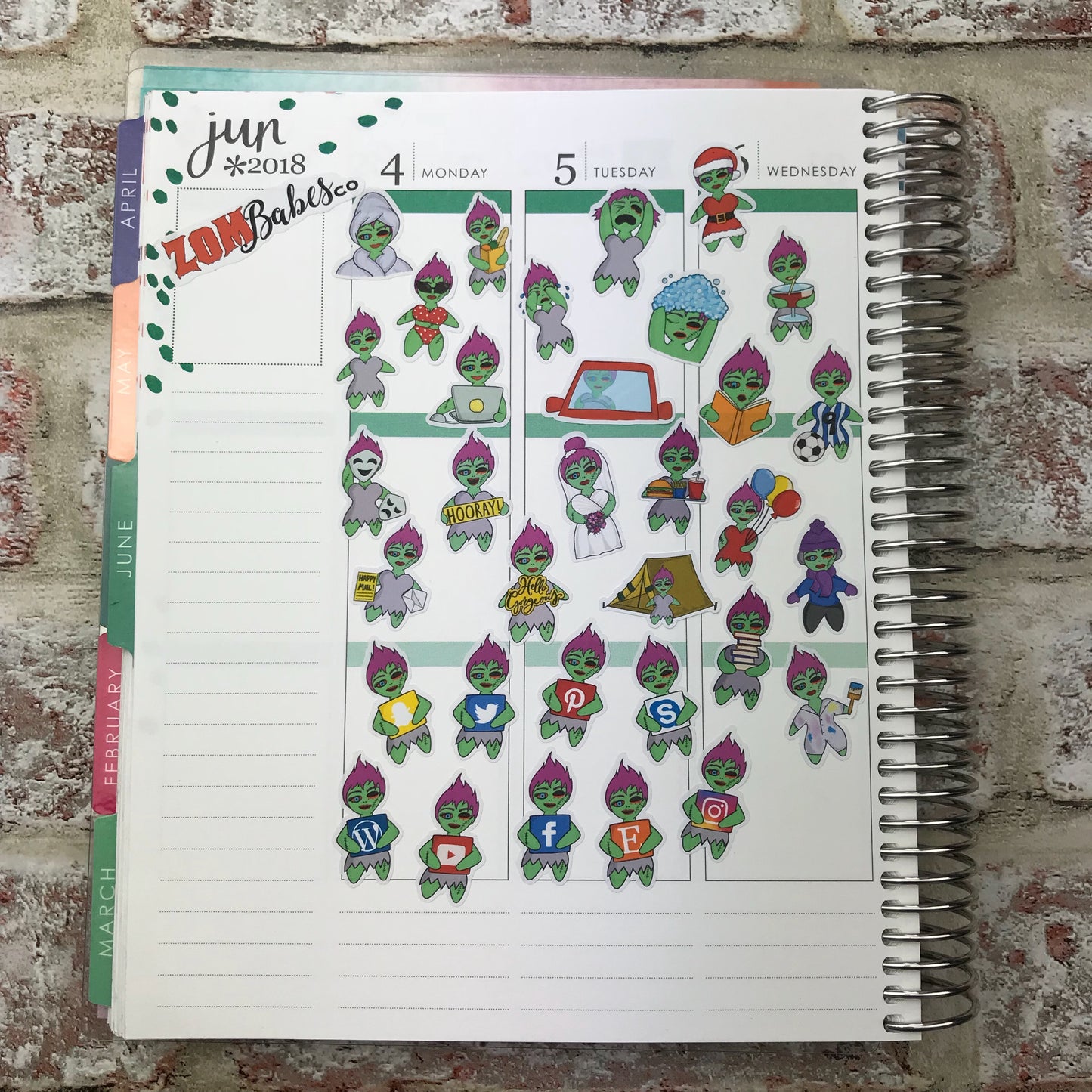 Camping / Tent Zombabe character sticker for planners (ZB28)