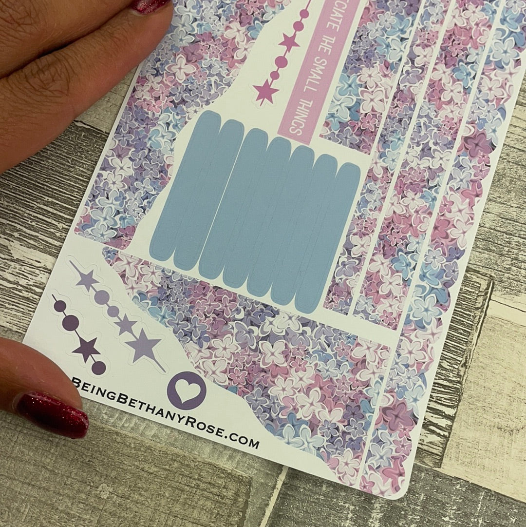 (0526) Passion Planner Daily Wave stickers - Purple Haze Blossom