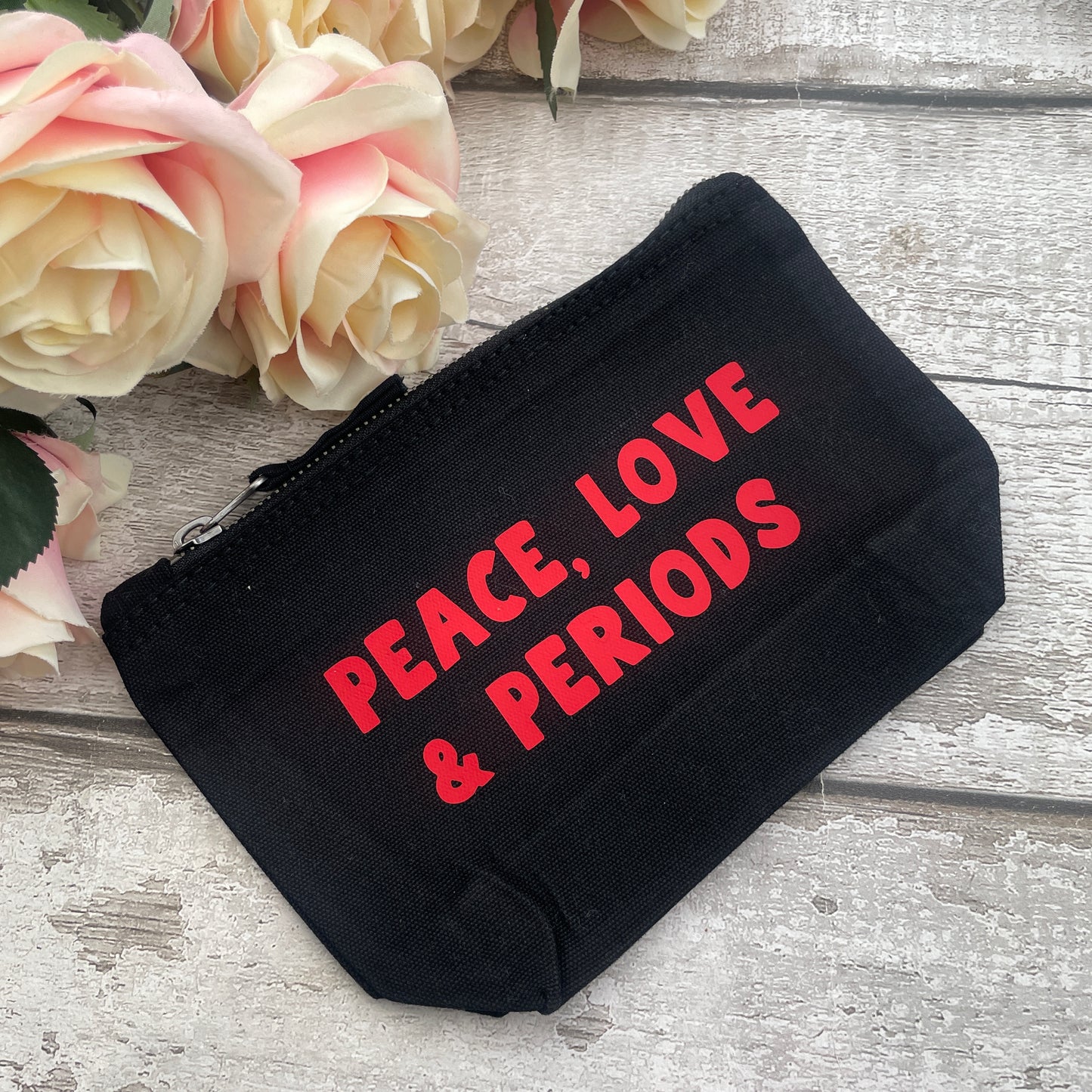 Peace, Love and Periods - Tampon, pad, sanitary bag / Period Pouch