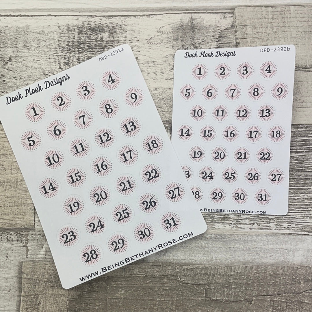 Happy New Year Fireworks date dots (2 sizes) stickers (DPD2392)