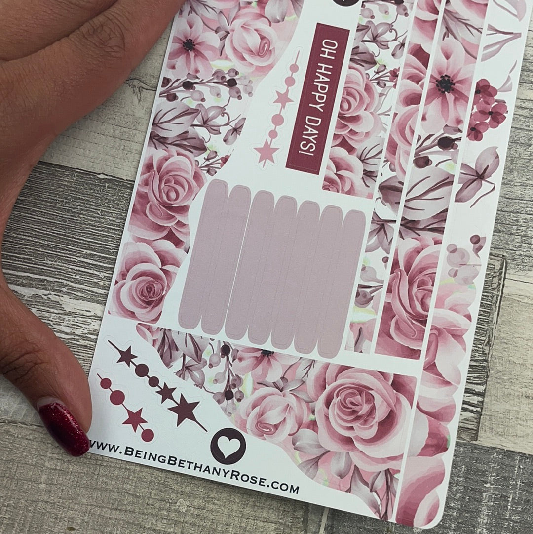 (0532) Passion Planner Daily Wave stickers - Rose Garden Bloom