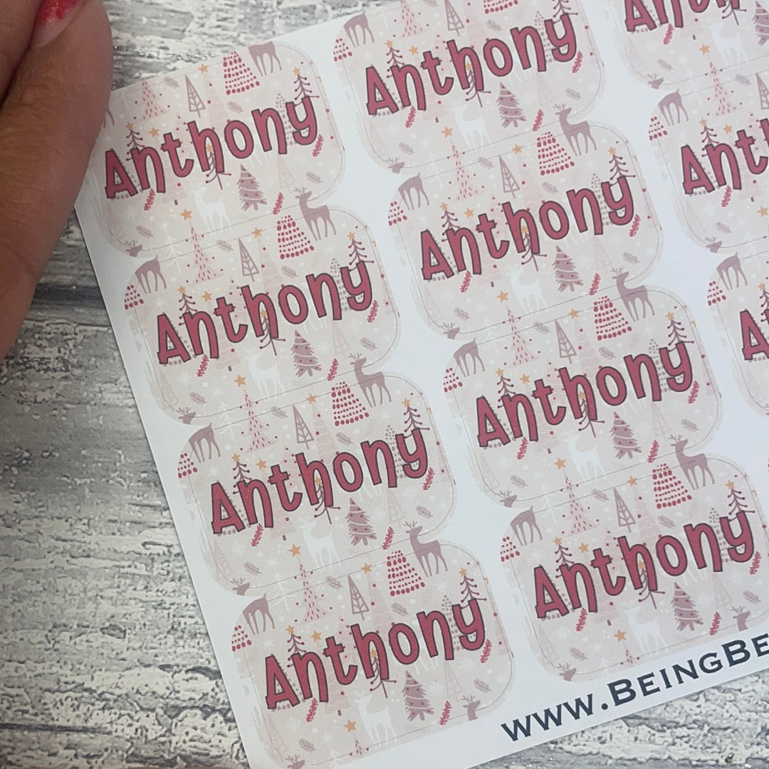 Personalised kids / adults Christmas Present Labels. (81 Neutral Deer)