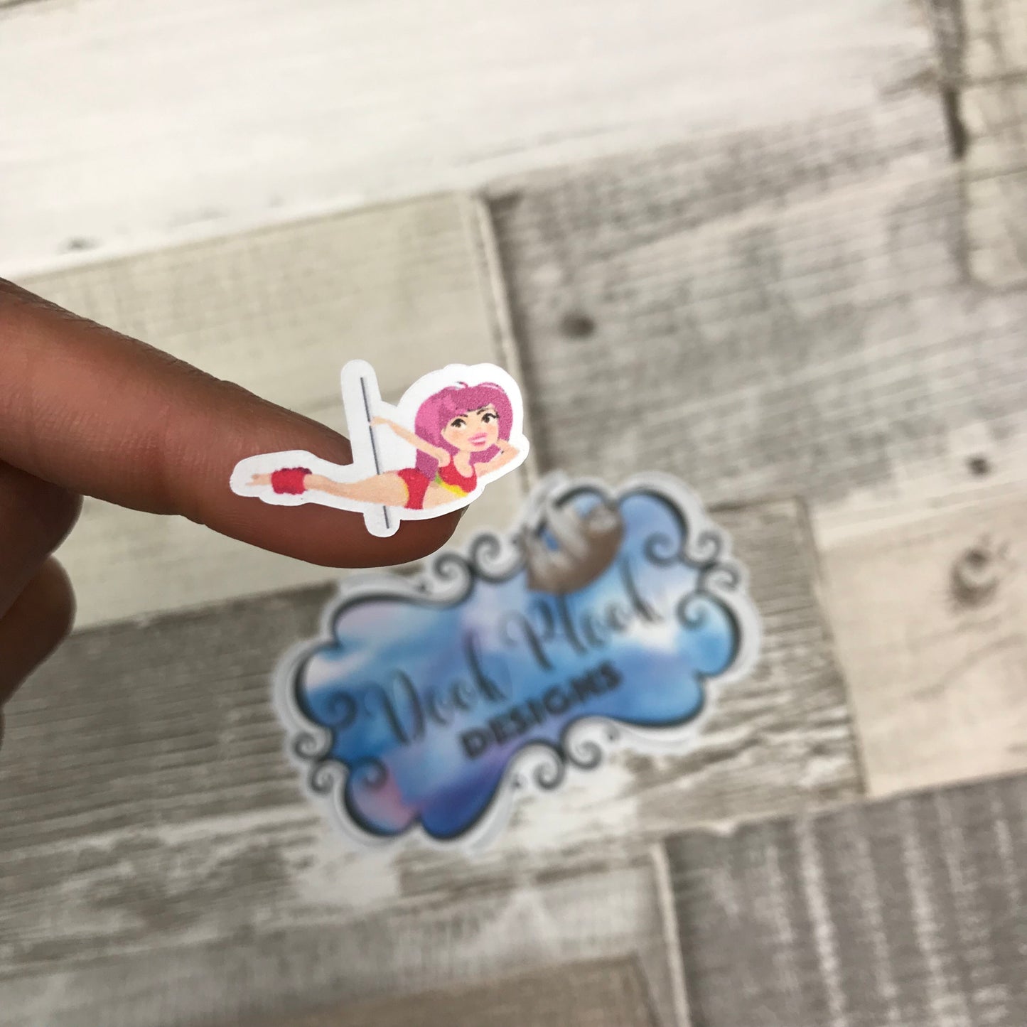 Pole dancing / pole fitness stickers (Pink Hair) (DPD528)