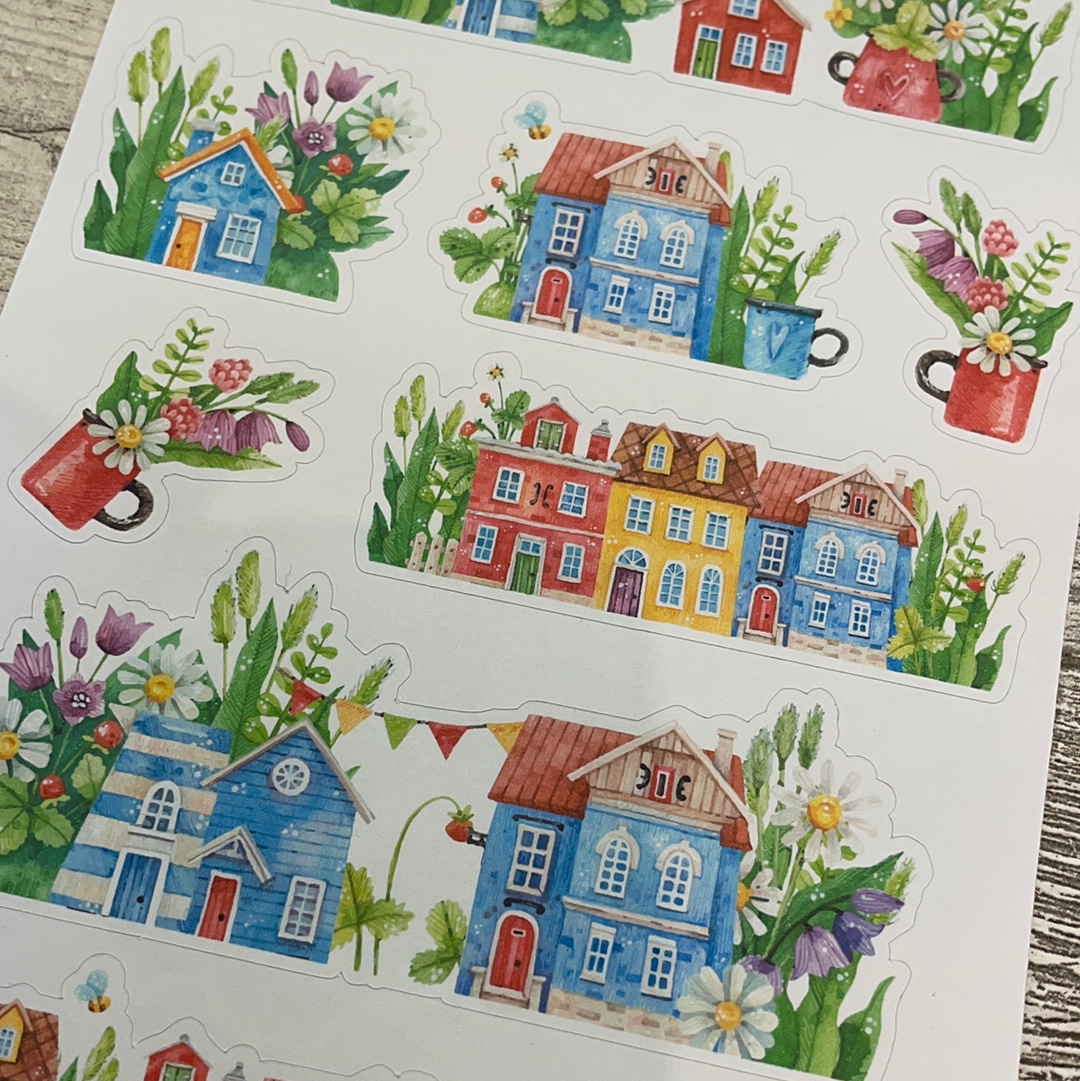 Watercolour houses stickers (DPD2118)