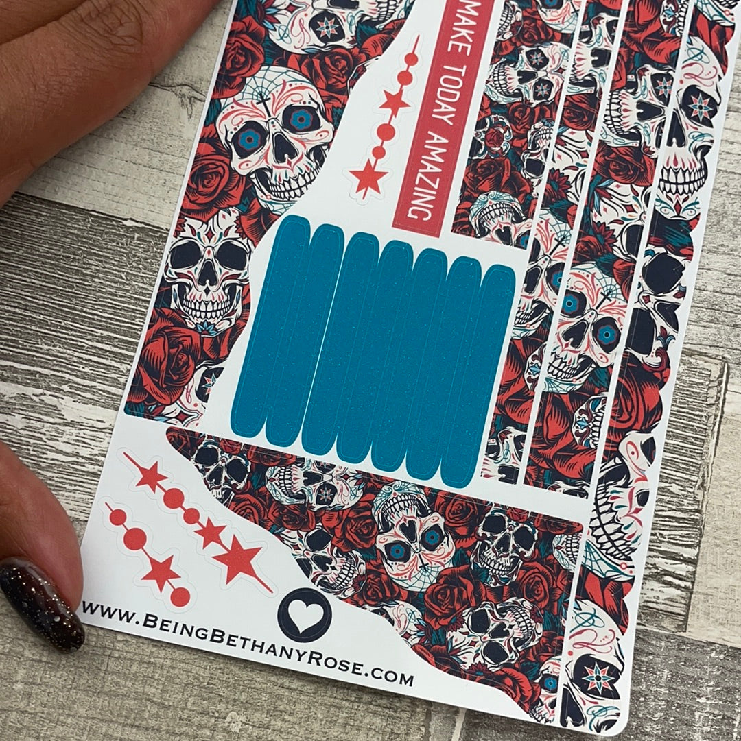(0547) Passion Planner Daily stickers - Skulls and Roses