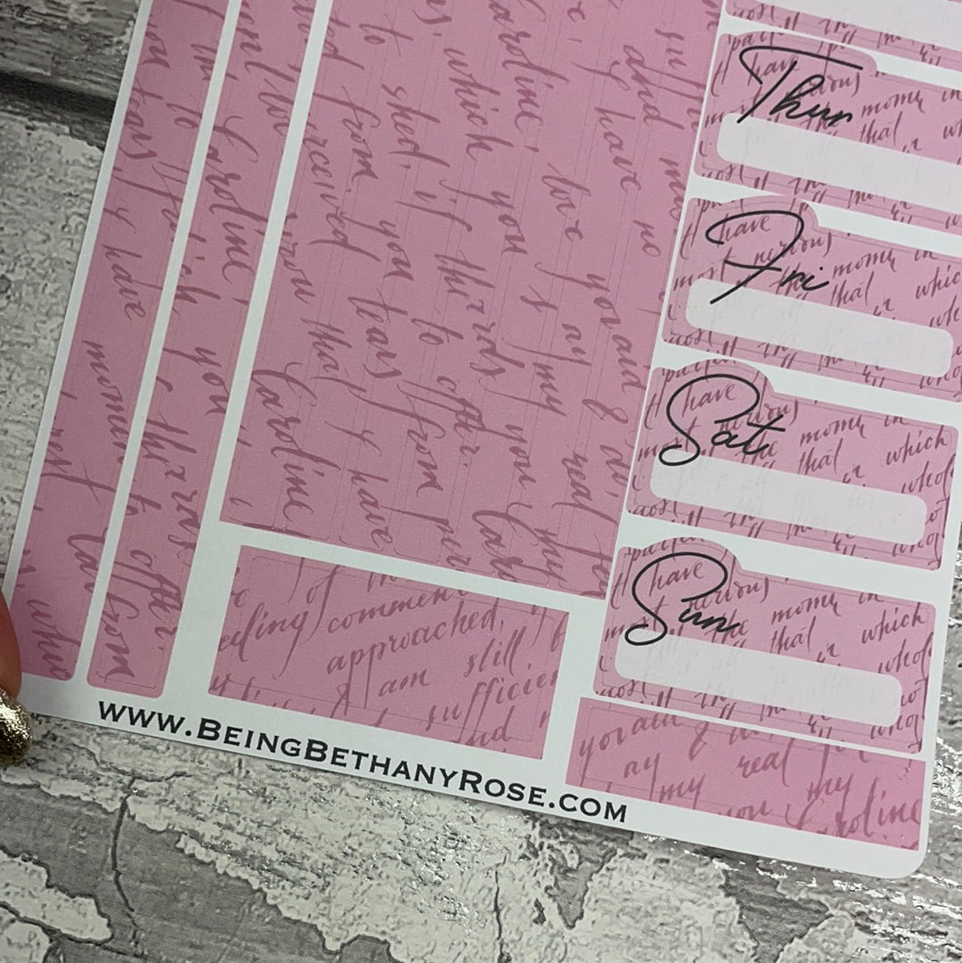One sheet week planner stickers - Pink Paige (Love Letters) (DPD2860)