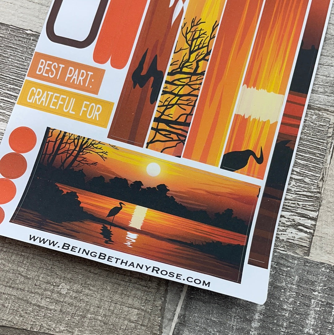 (0516) Passion Planner Daily stickers - Stock sunset