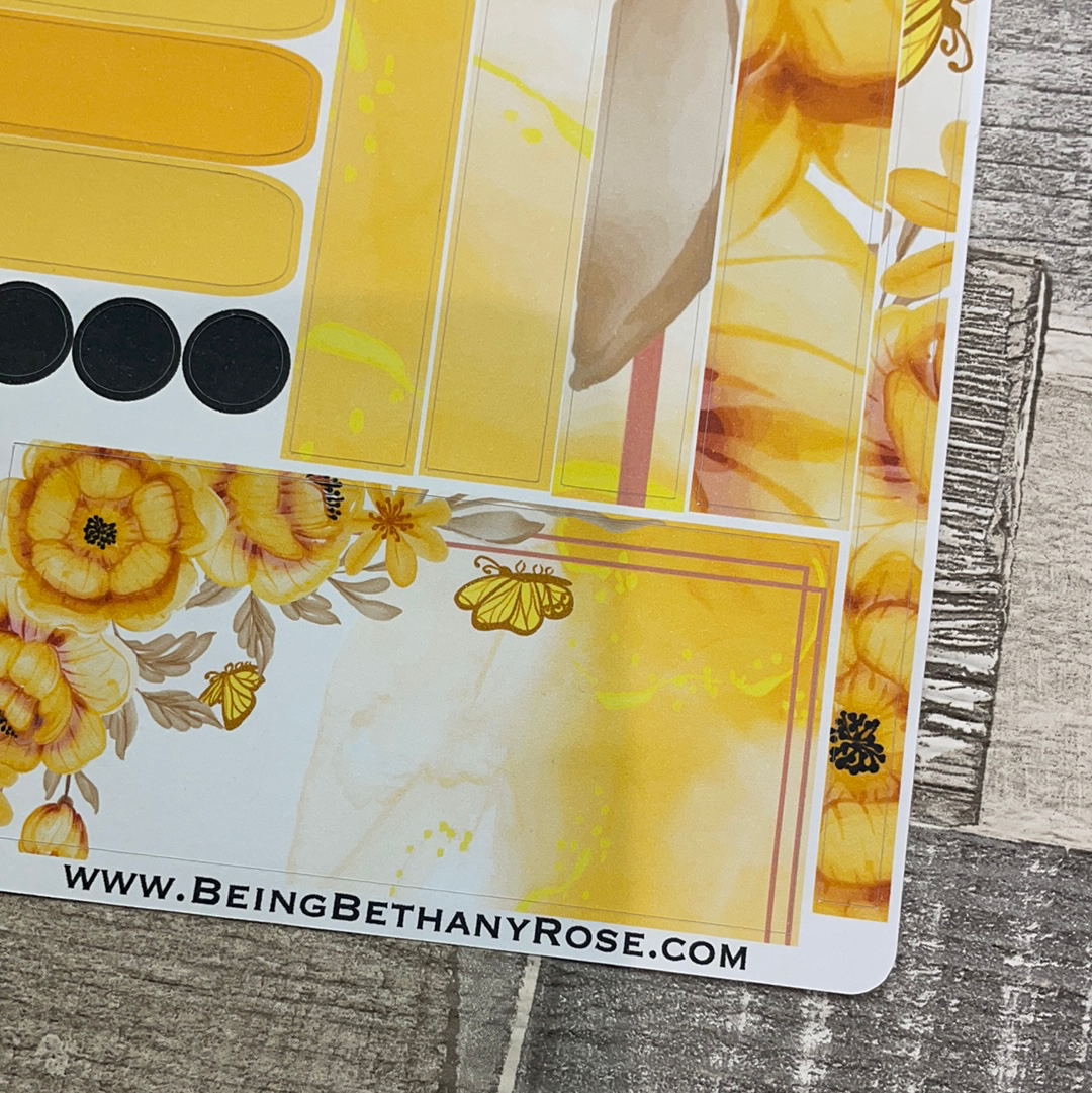 (0431) Passion Planner Daily stickers - Yellow Flower Burst