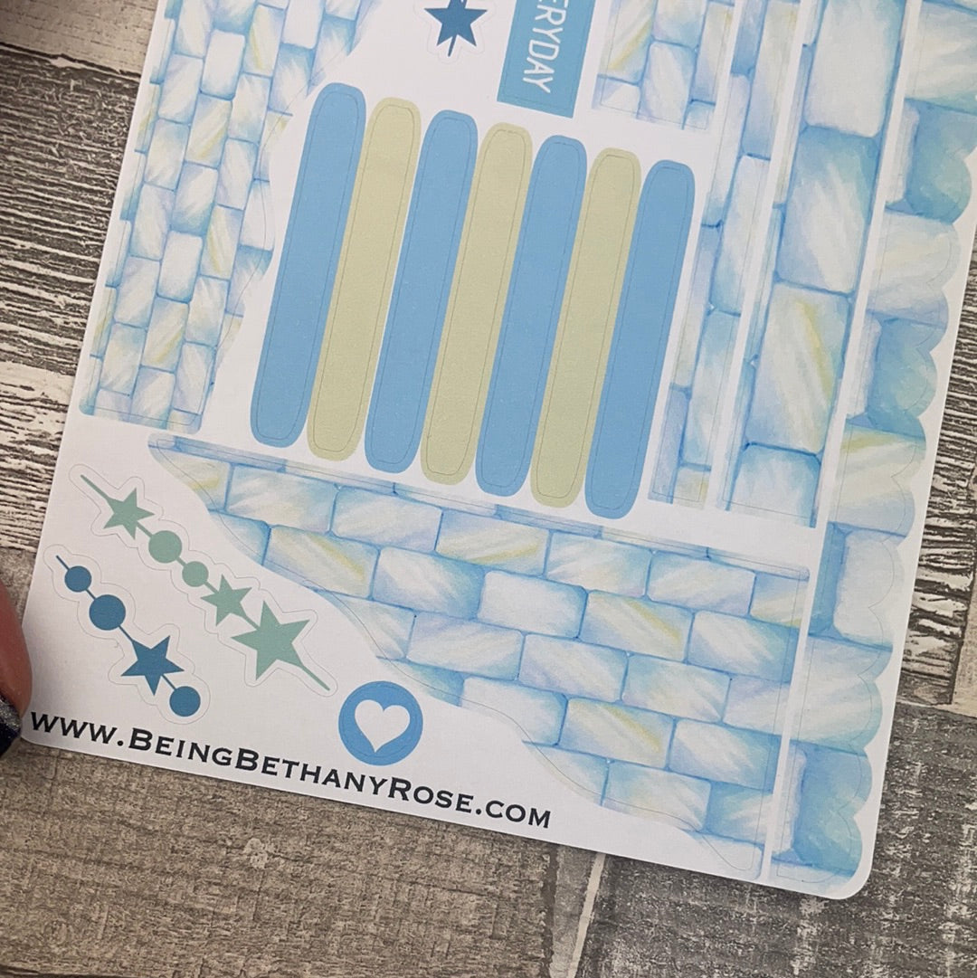 (0619) Passion Planner Daily Wave stickers - Blue bricks