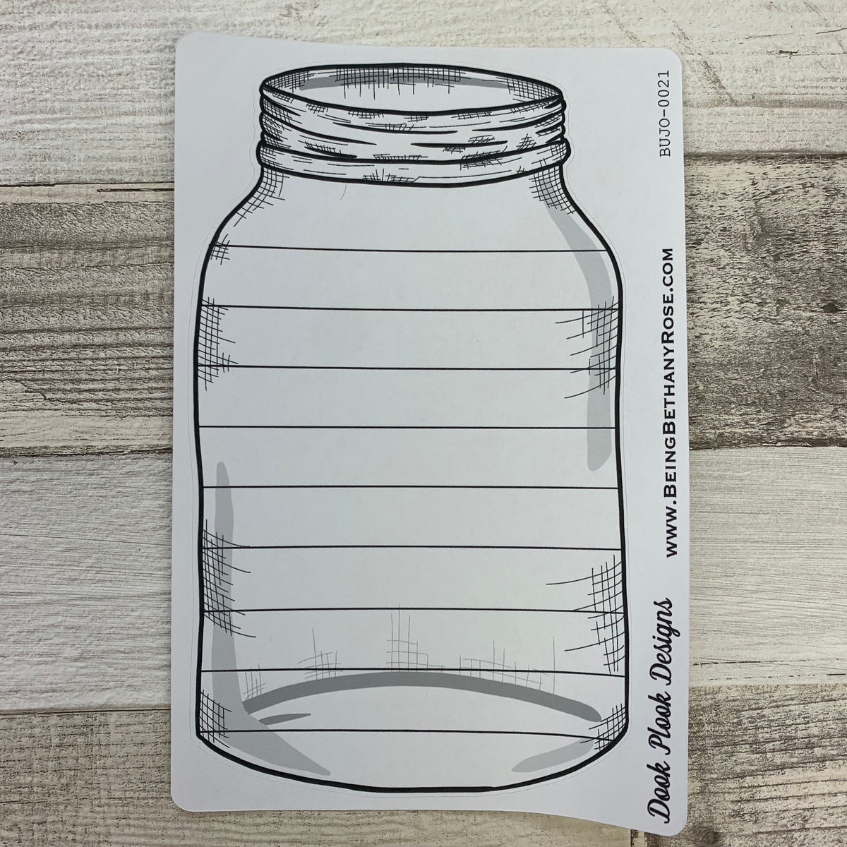 Mason jar sticker (straight lines) for bullet journals (BUJO-0021) –  www.