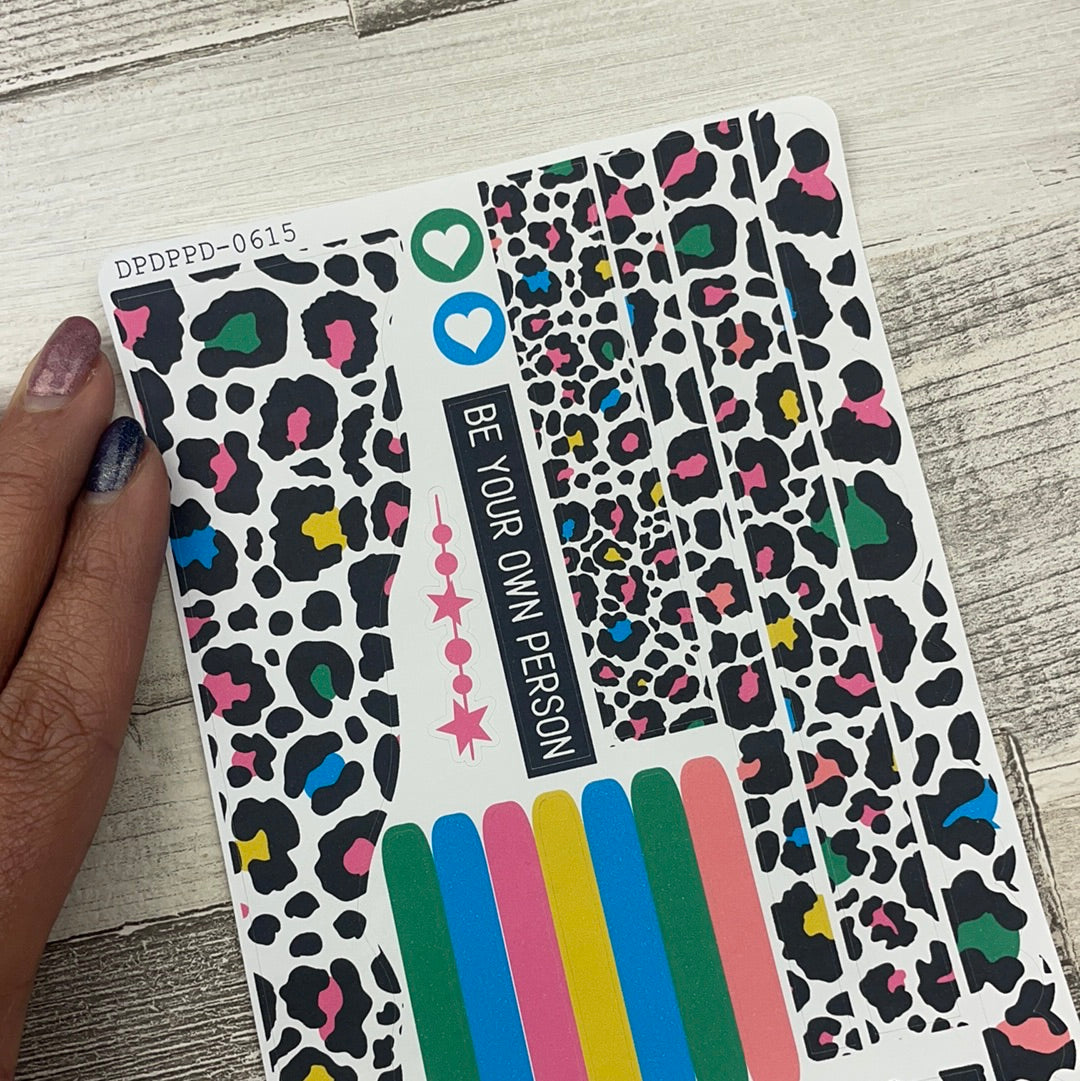 (0615) Passion Planner Daily Wave stickers - coloured leopard spots
