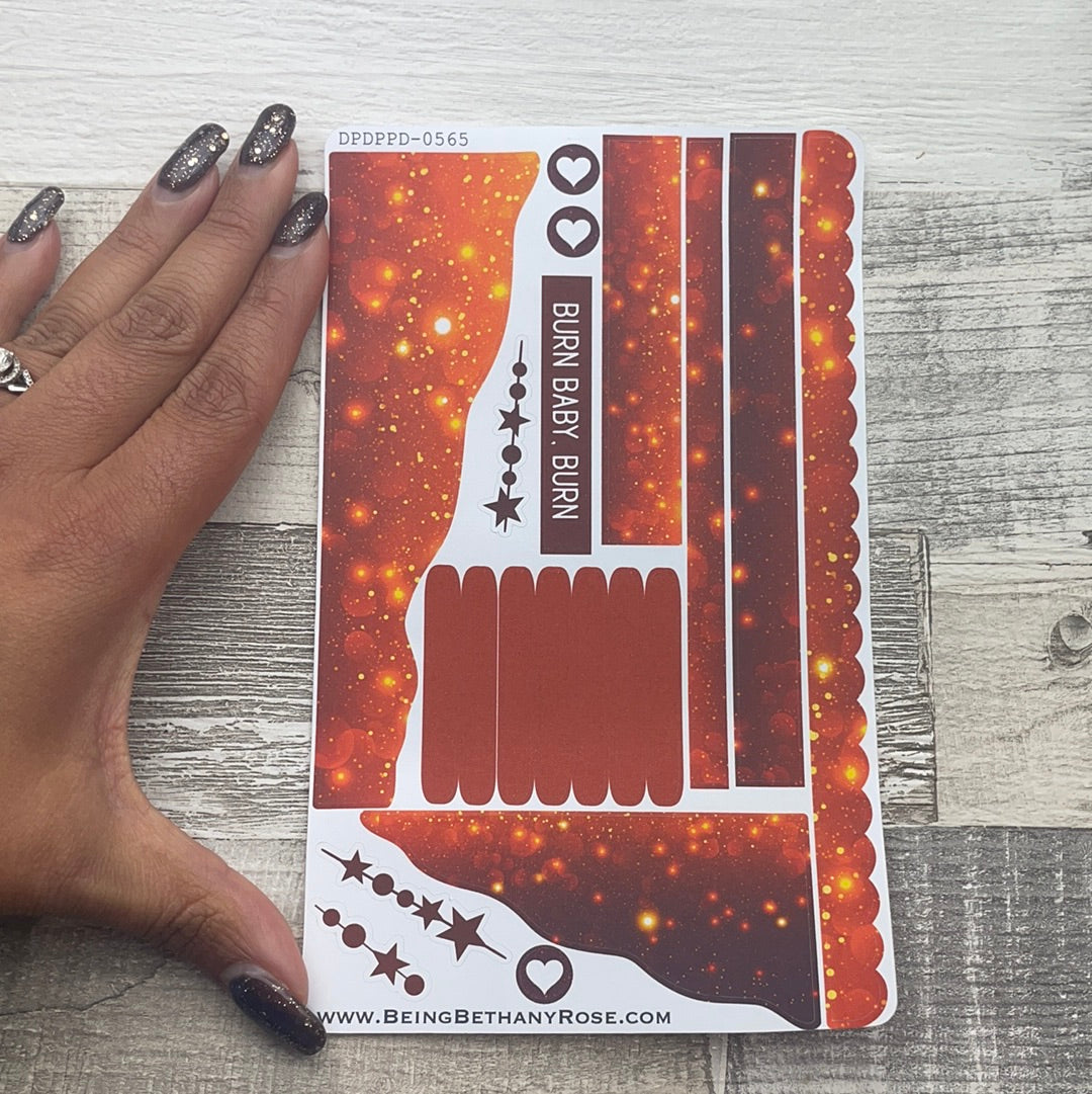 (0565) Passion Planner Daily Wave stickers - Burn Baby