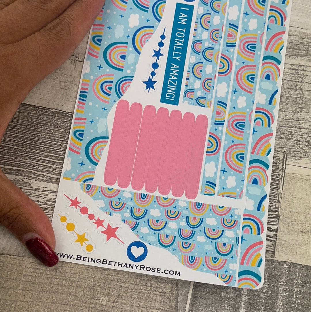 (0543) Passion Planner Daily Wave stickers - Delta's Rainbow Blue
