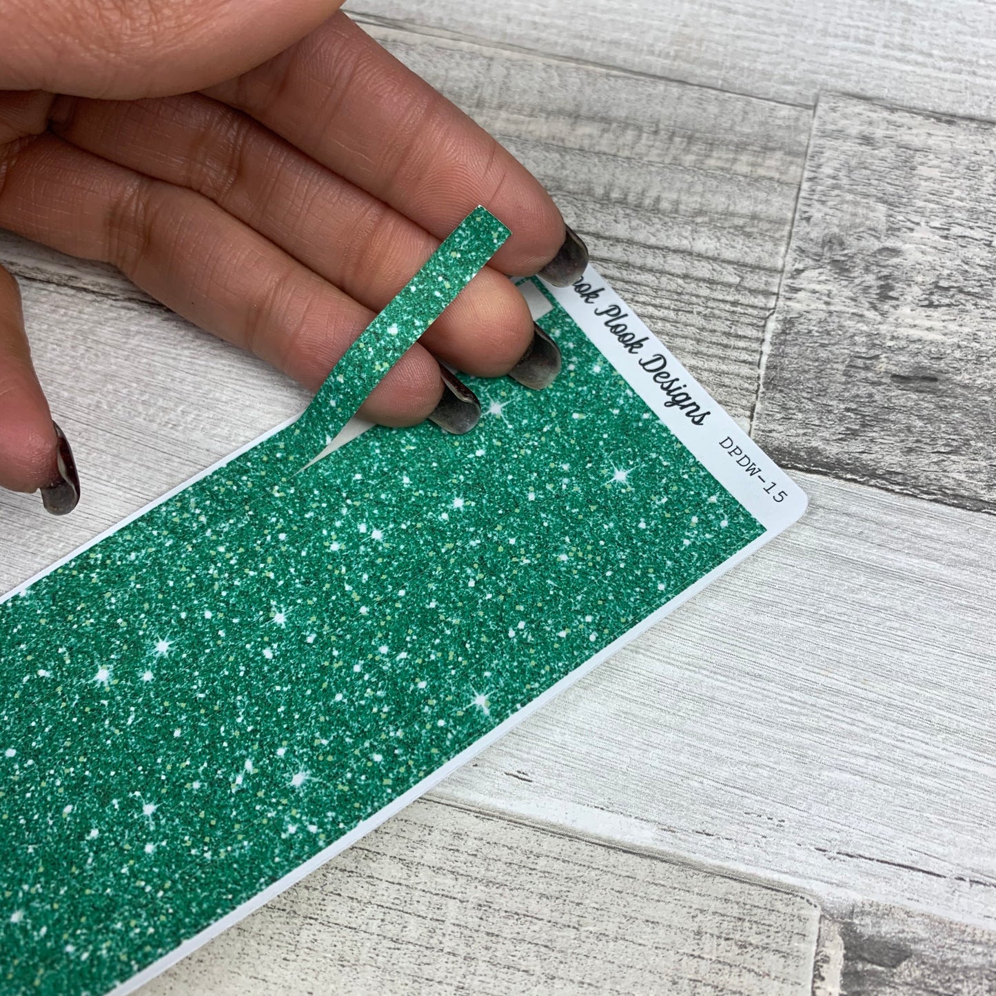 Passion Planner Hour Cover up / Washi strip stickers Green Glitter (DPDW-15)