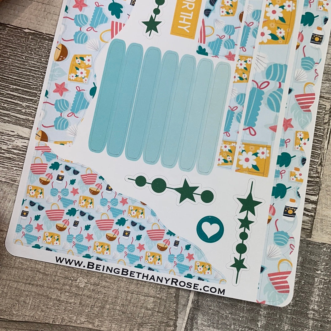 (0465) Passion Planner Daily Wave stickers - Beach Ready