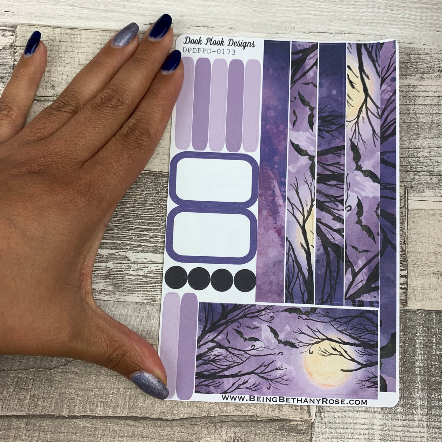 (0173) Passion Planner Daily stickers - Purple Bats