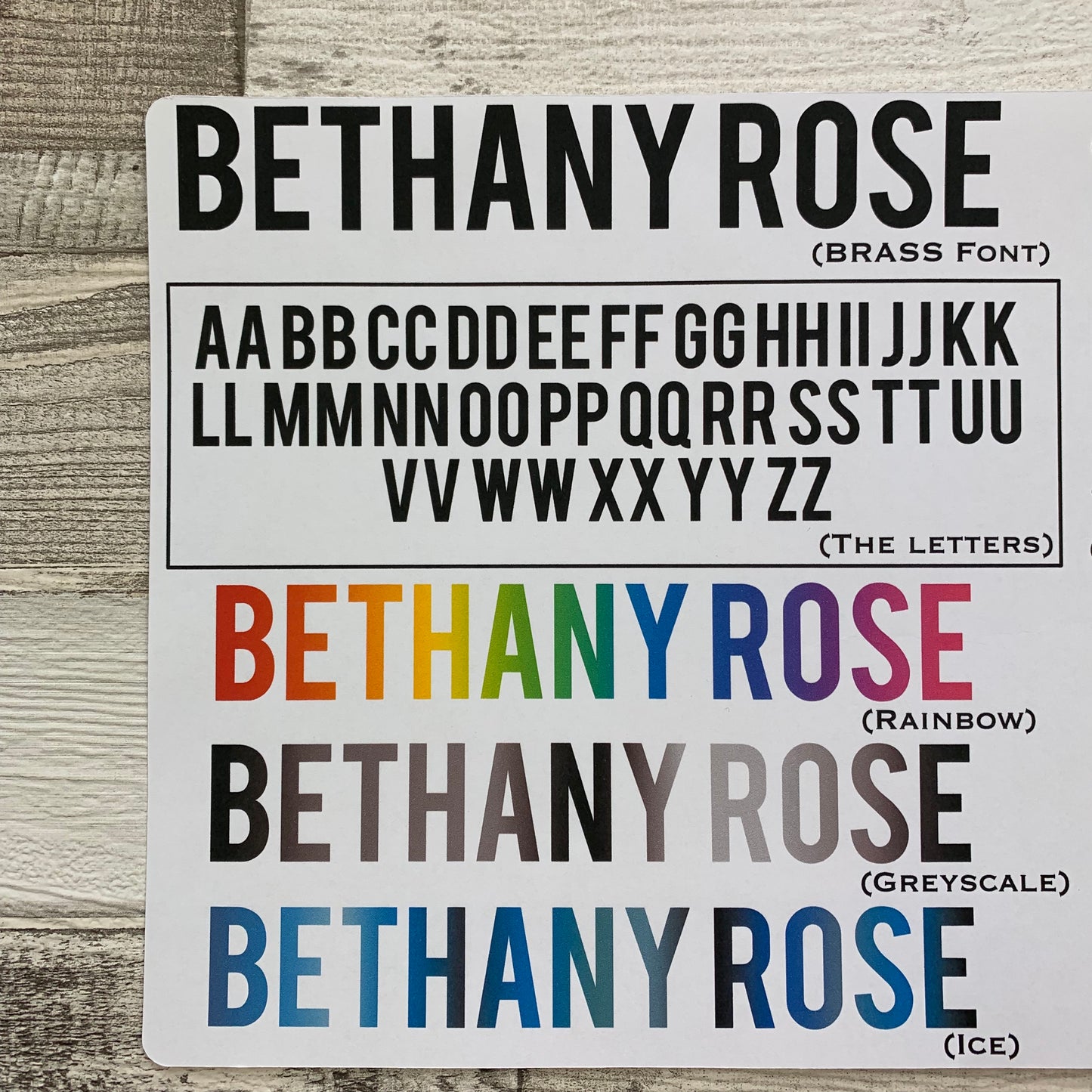 Personalised name stickers for planners (Matte or Gloss, 28 different colours) 0003-Brass