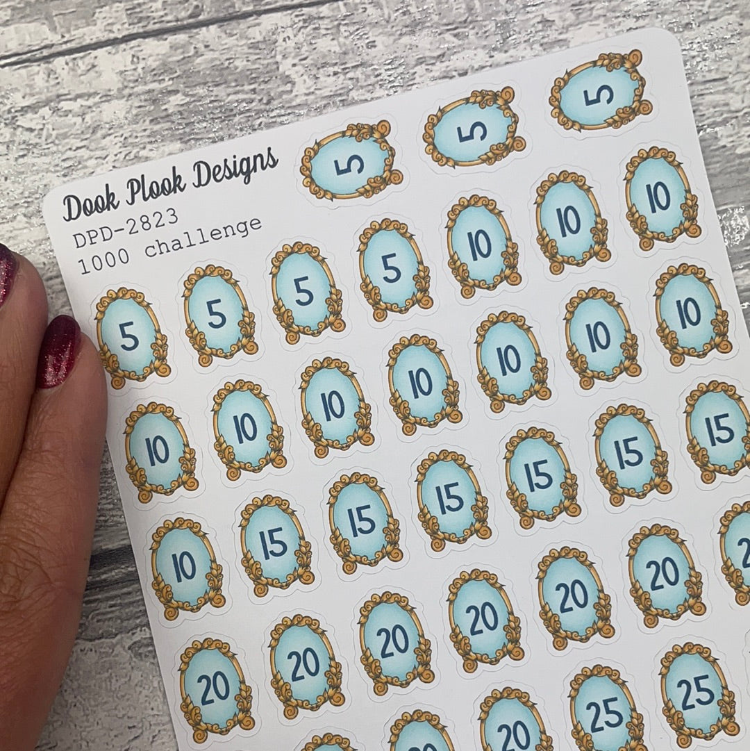 52 week £1000 (a grand) money challenge stickers - Large (DPD2823)