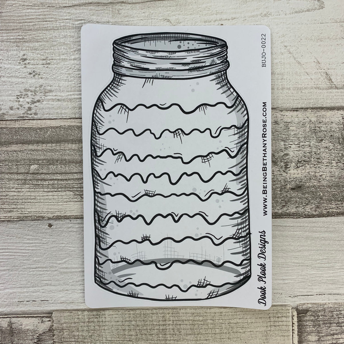 Mason Jar, Black and White Sticker. Planner Stickers for Bullet