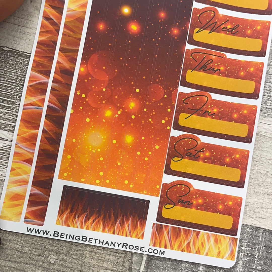 One sheet week medium passion planner stickers - Flames (DPD2335)
