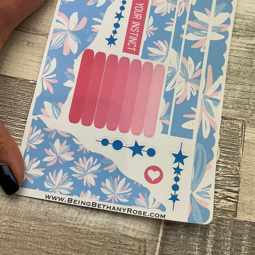 (445) Passion Planner Daily Wave stickers - Blue bunch