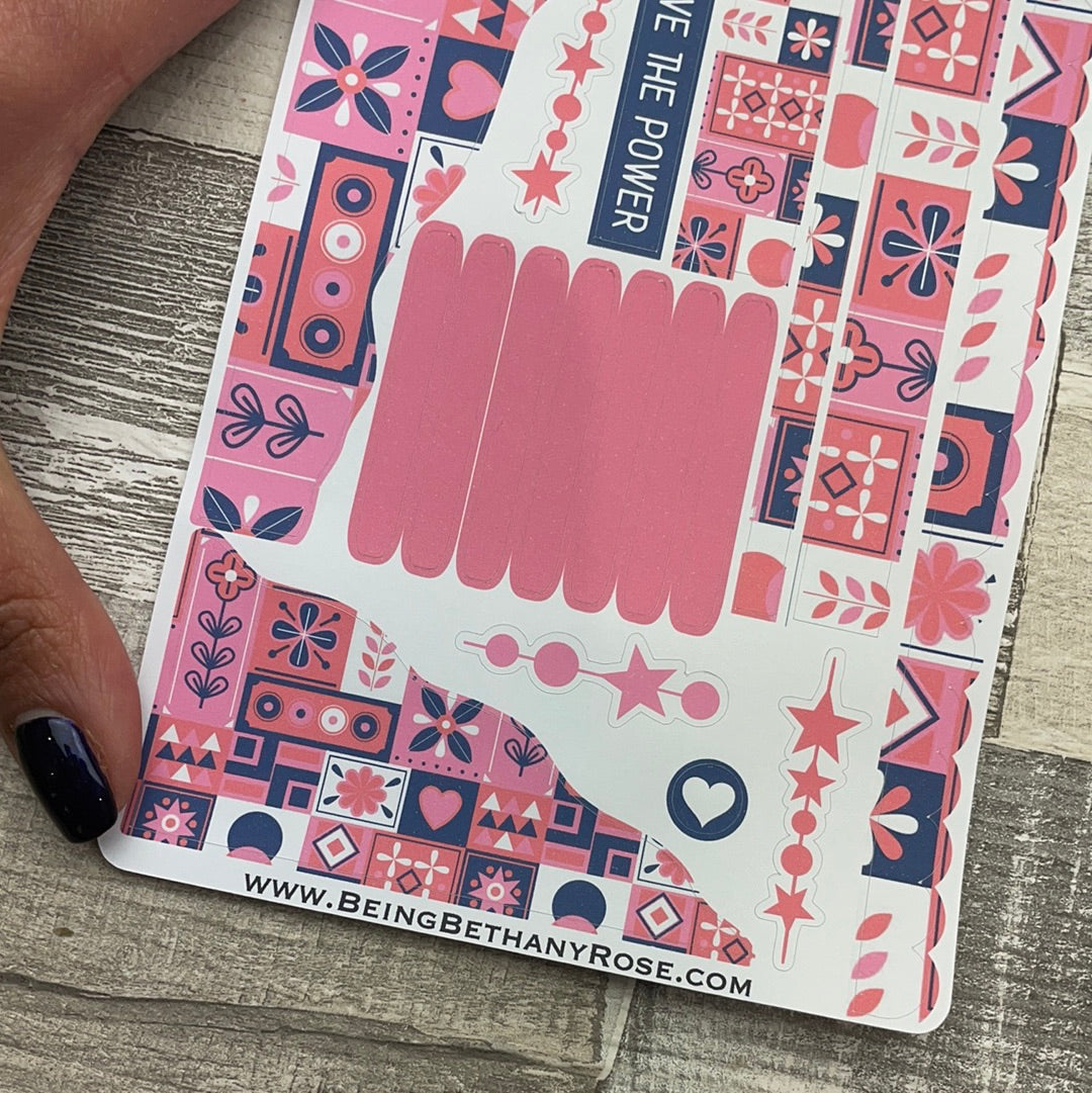 (451) Passion Planner Daily Wave stickers - Red tiles