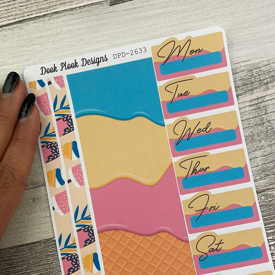 One sheet week planner stickers - Kennedy Ice Cream (DPD2633)