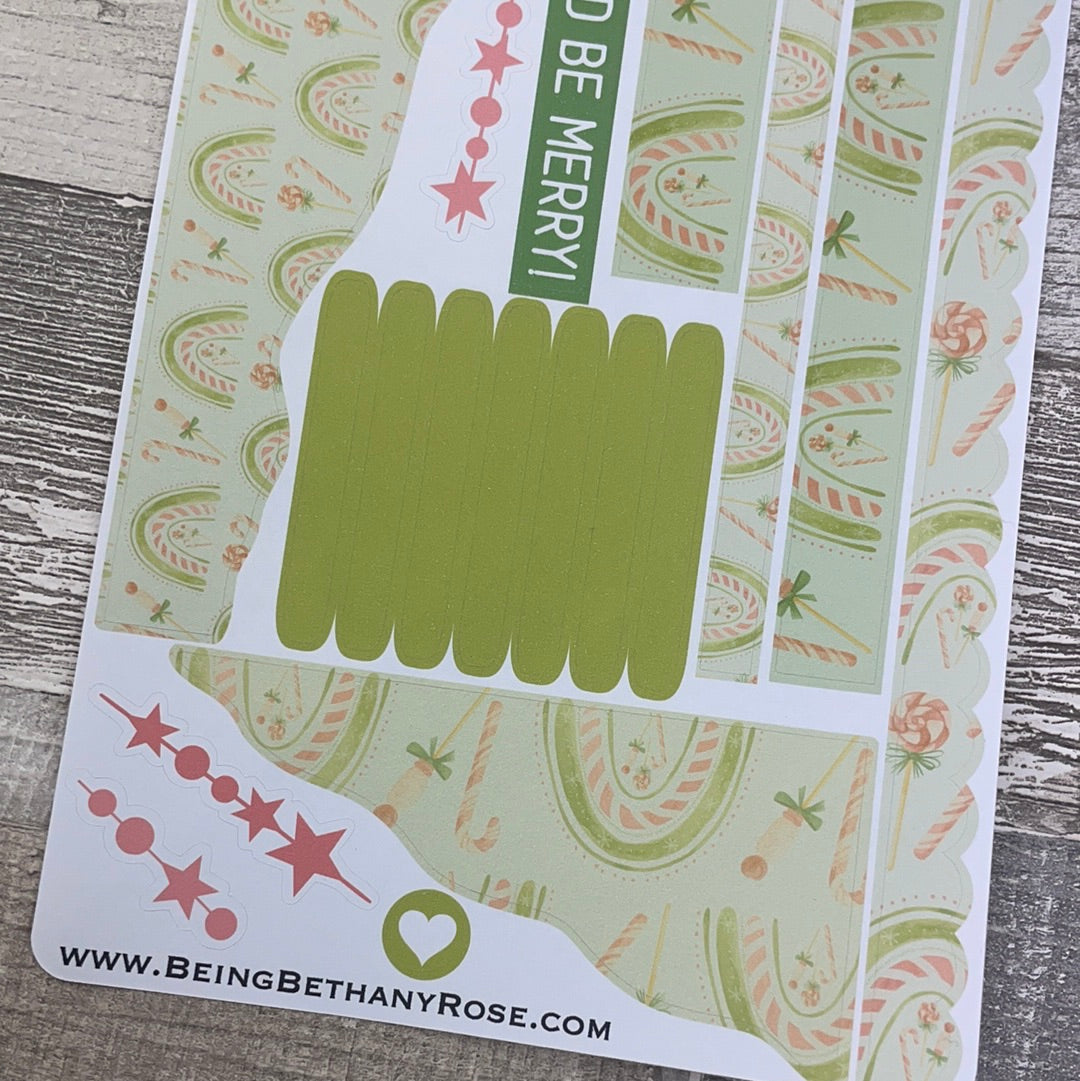 (0600) Passion Planner Daily Wave stickers - candycane