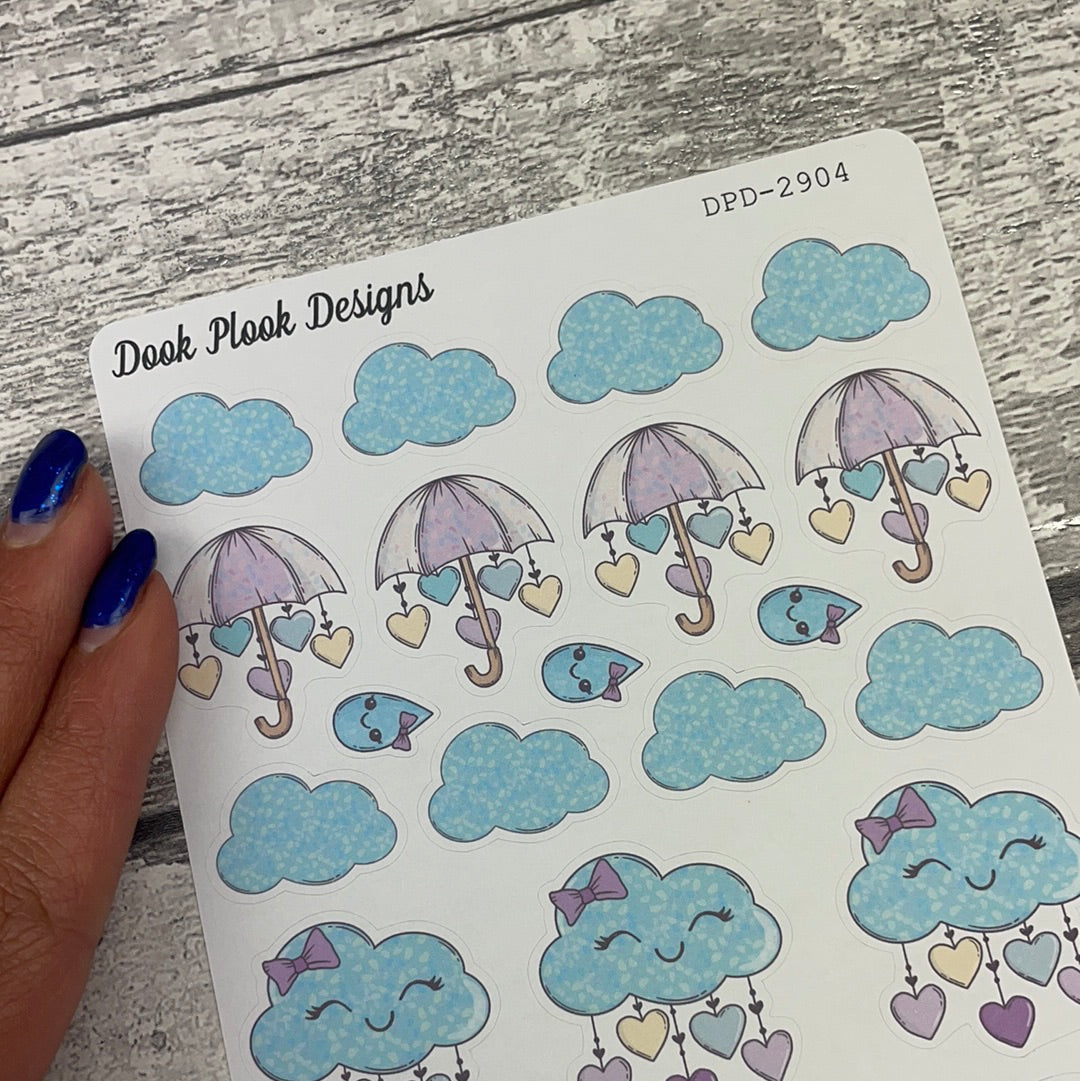 Bliss April Showers Pastel Umbrellas / Cloud Stickers Journal planner stickers (DPD2904)
