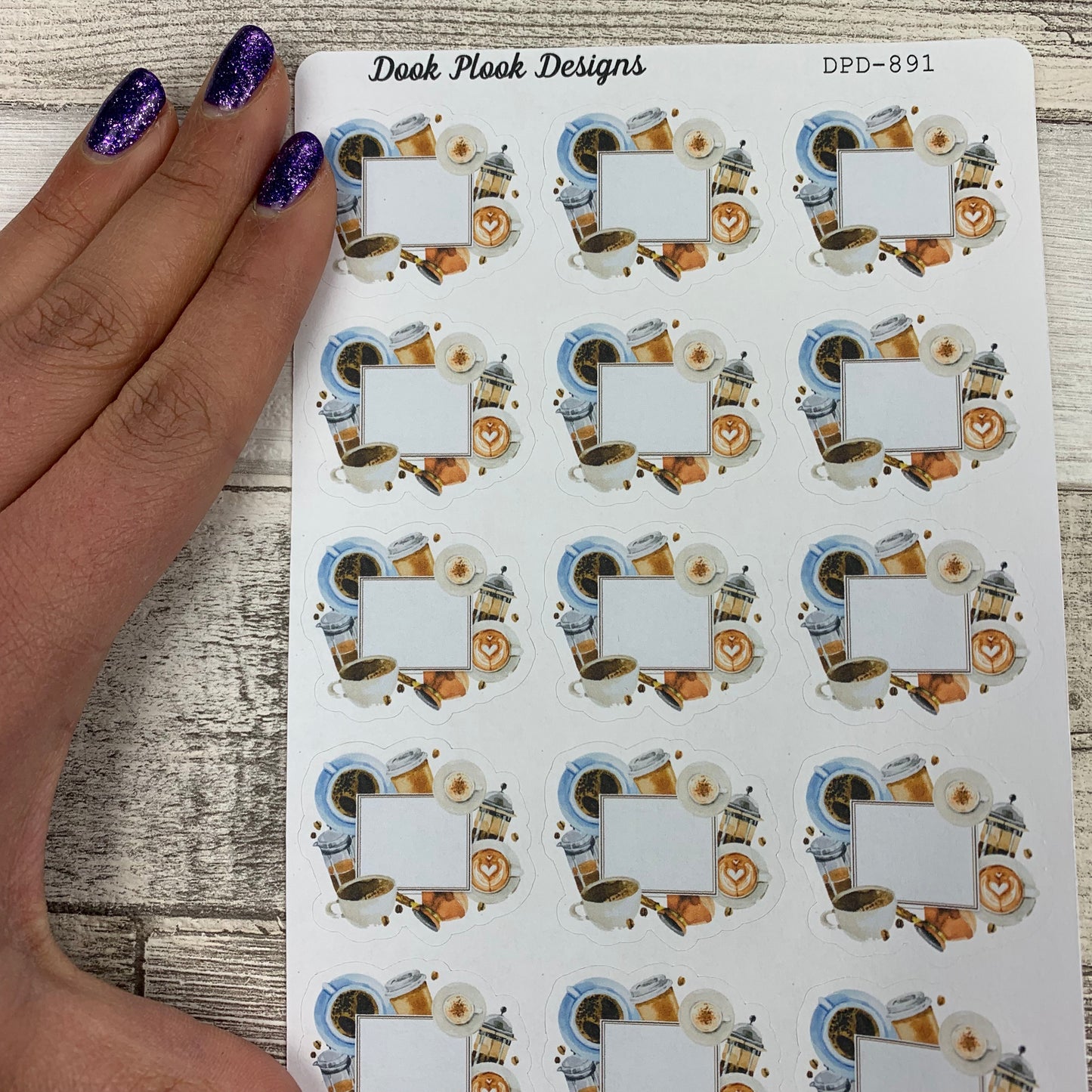 Watercolor coffee stickers (DPD891)
