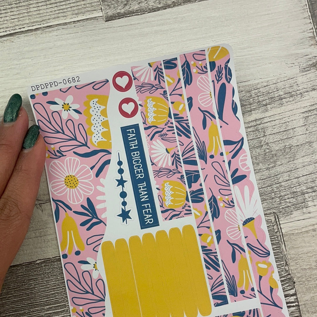 (0682) Passion Planner Daily Wave stickers - Flora pink
