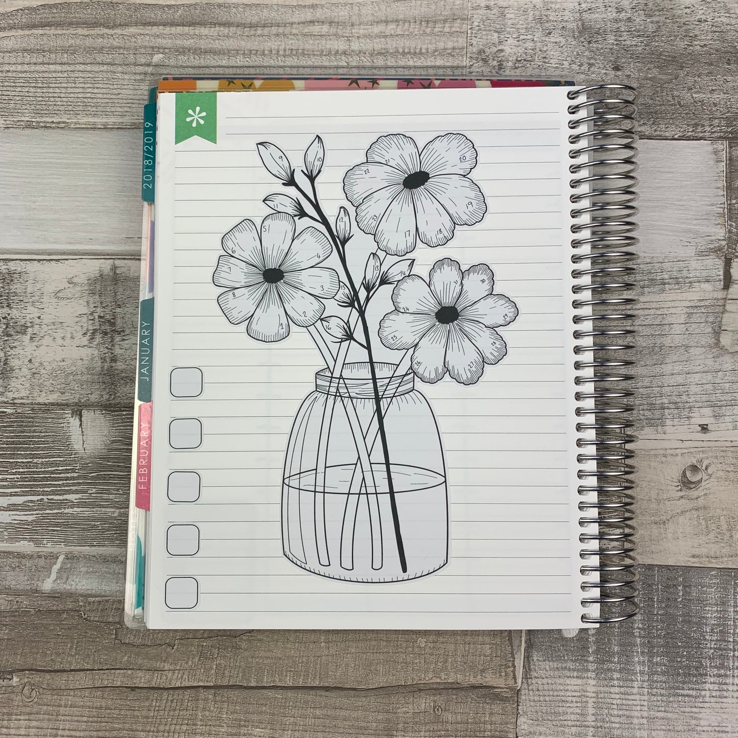 Bullet Journal Style Flower monthly tracker sticker (Bujo003)