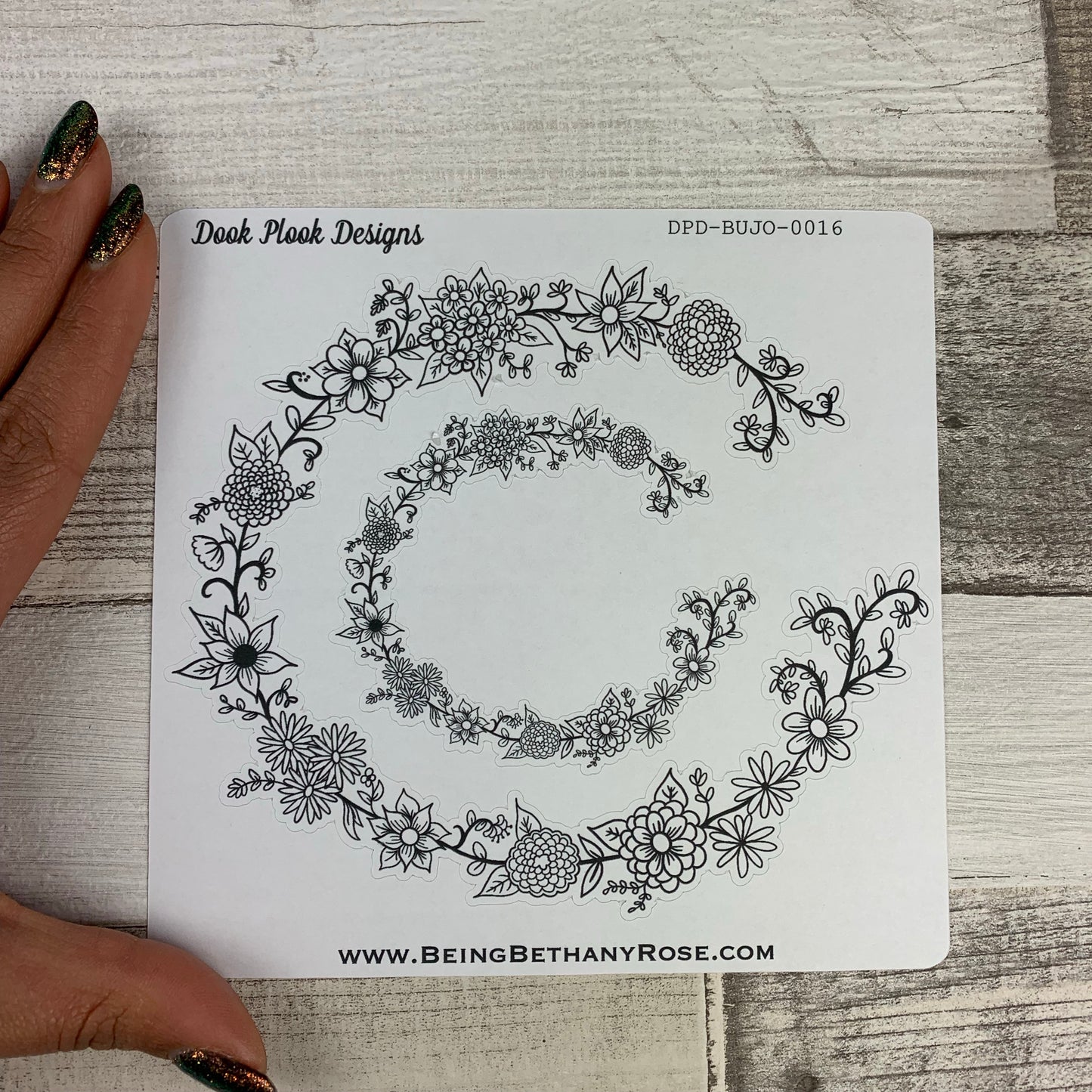 Bullet Journal Style (large) floral border stickers (BUJO-0016)