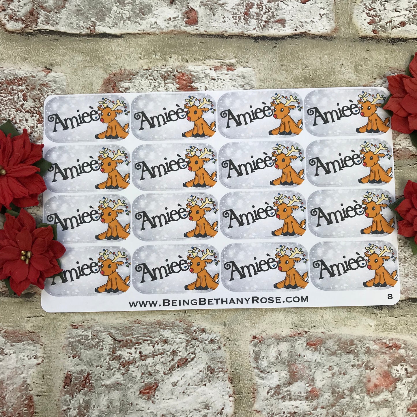 Personalised kids / adults Christmas Present Labels. (8 reindeer)