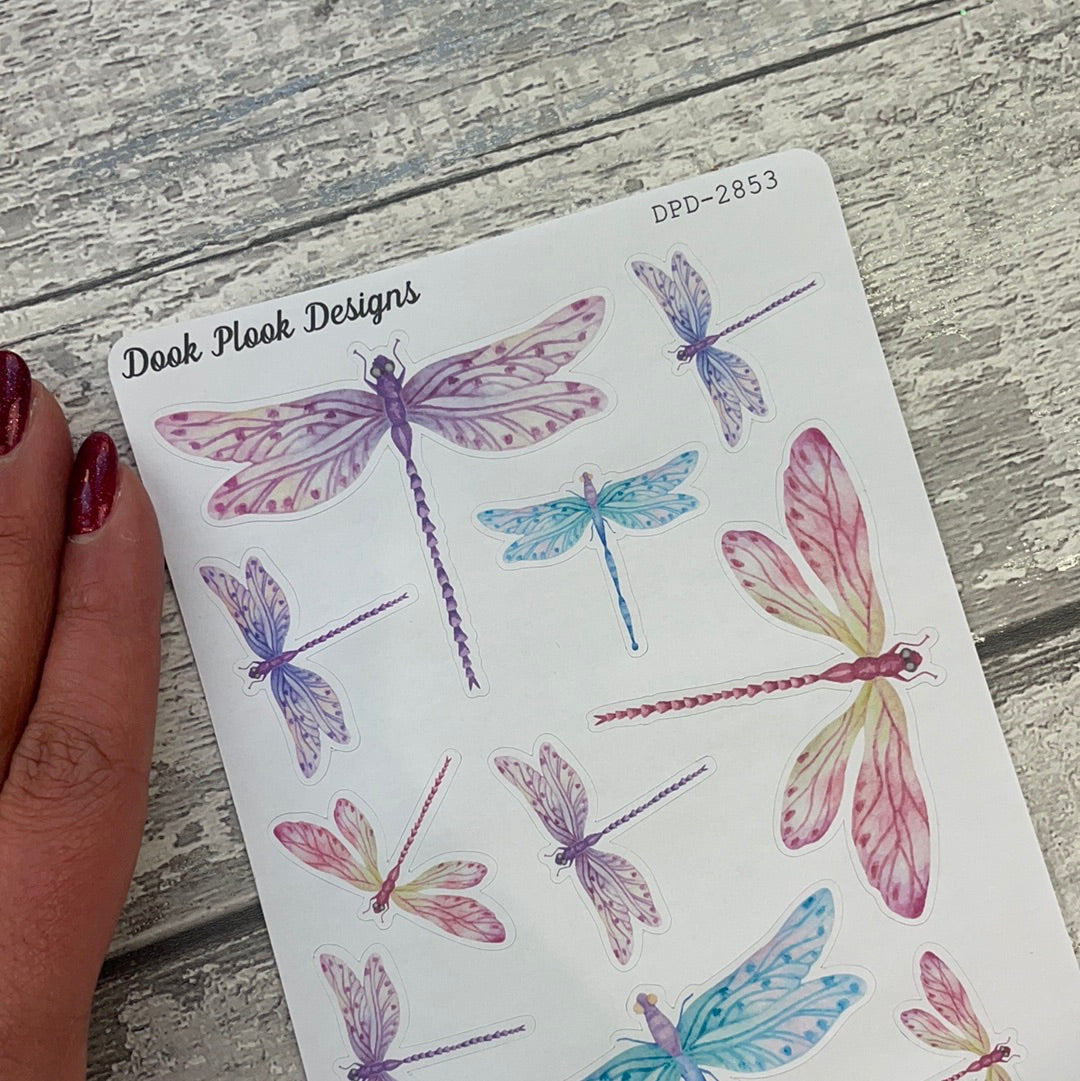 WaterColour Dragonfly Journal planner stickers (DPD2853)