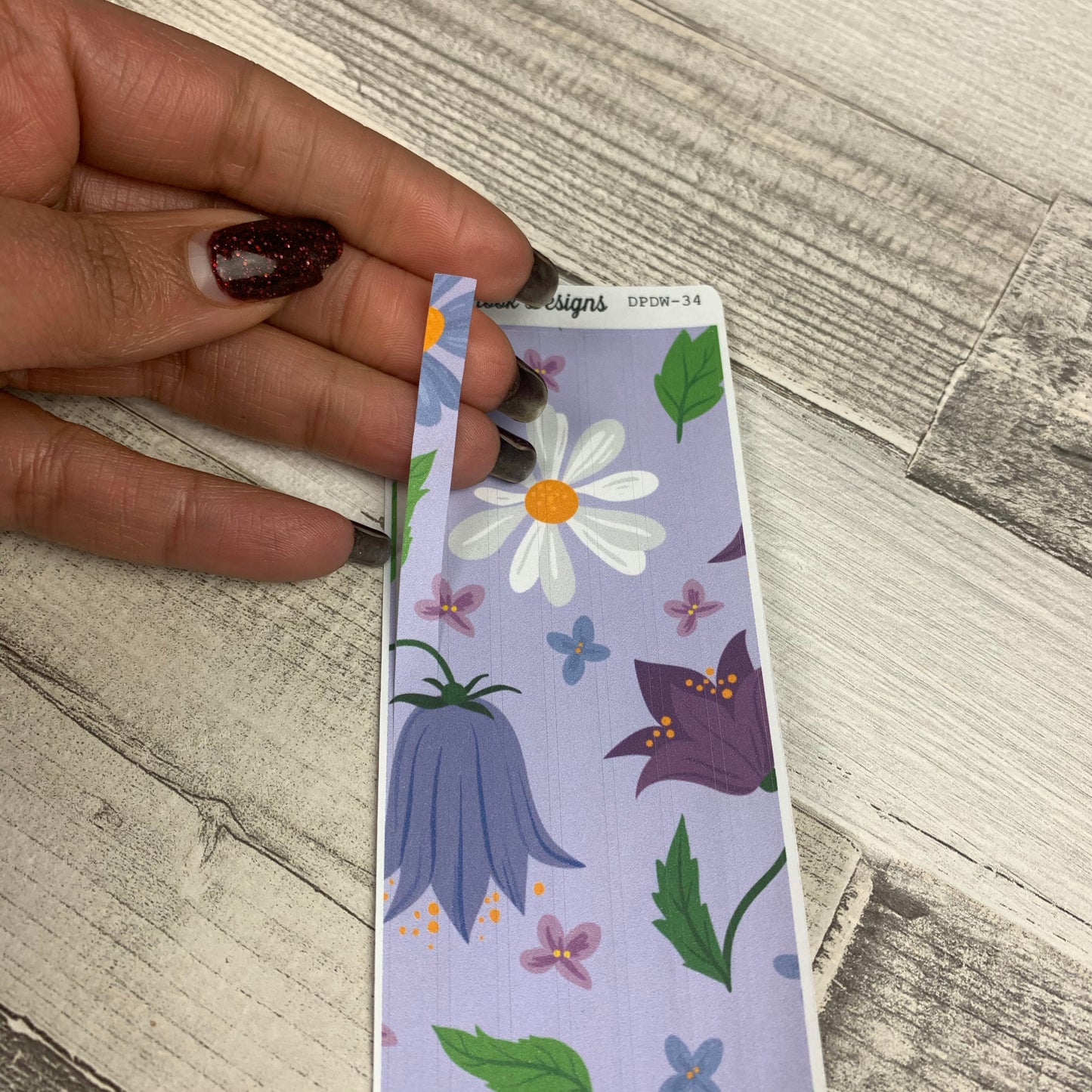 Passion Planner Hour Cover up / Washi strip stickers Purple flowers (DPDW-34)