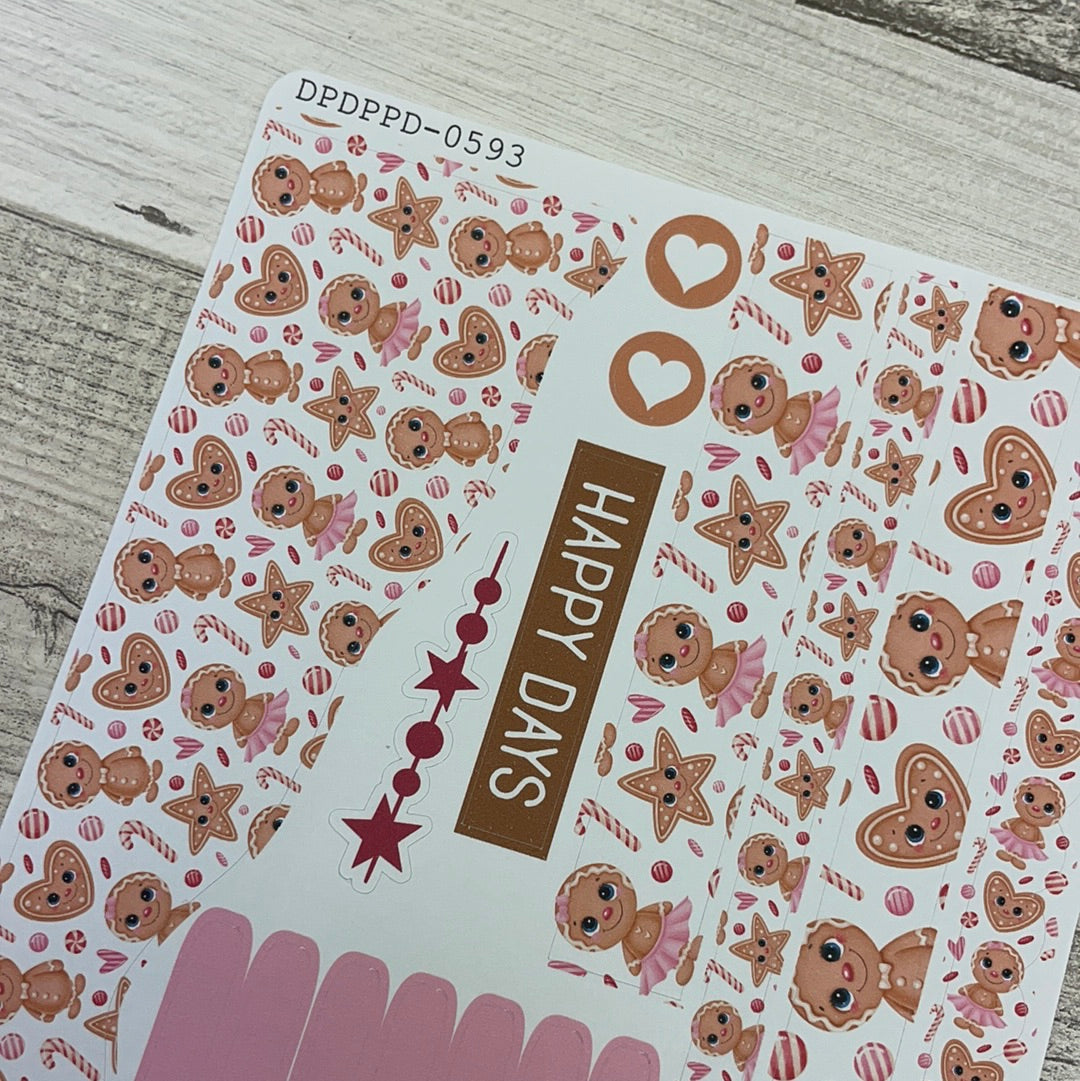 (0593) Passion Planner Daily Wave stickers - Gingerbread hearts
