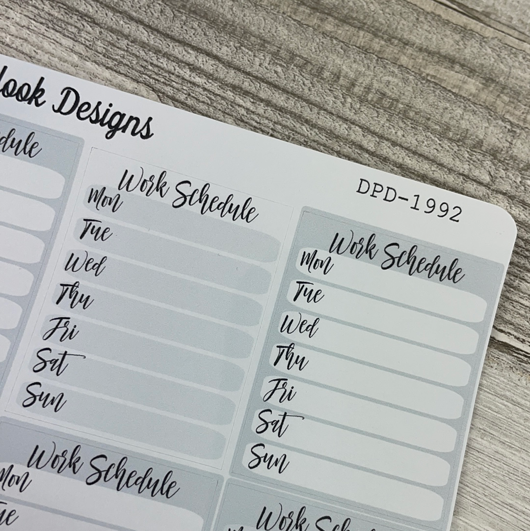 work schedule Monday start full box stickers for Standard Vertical (DPD1992)