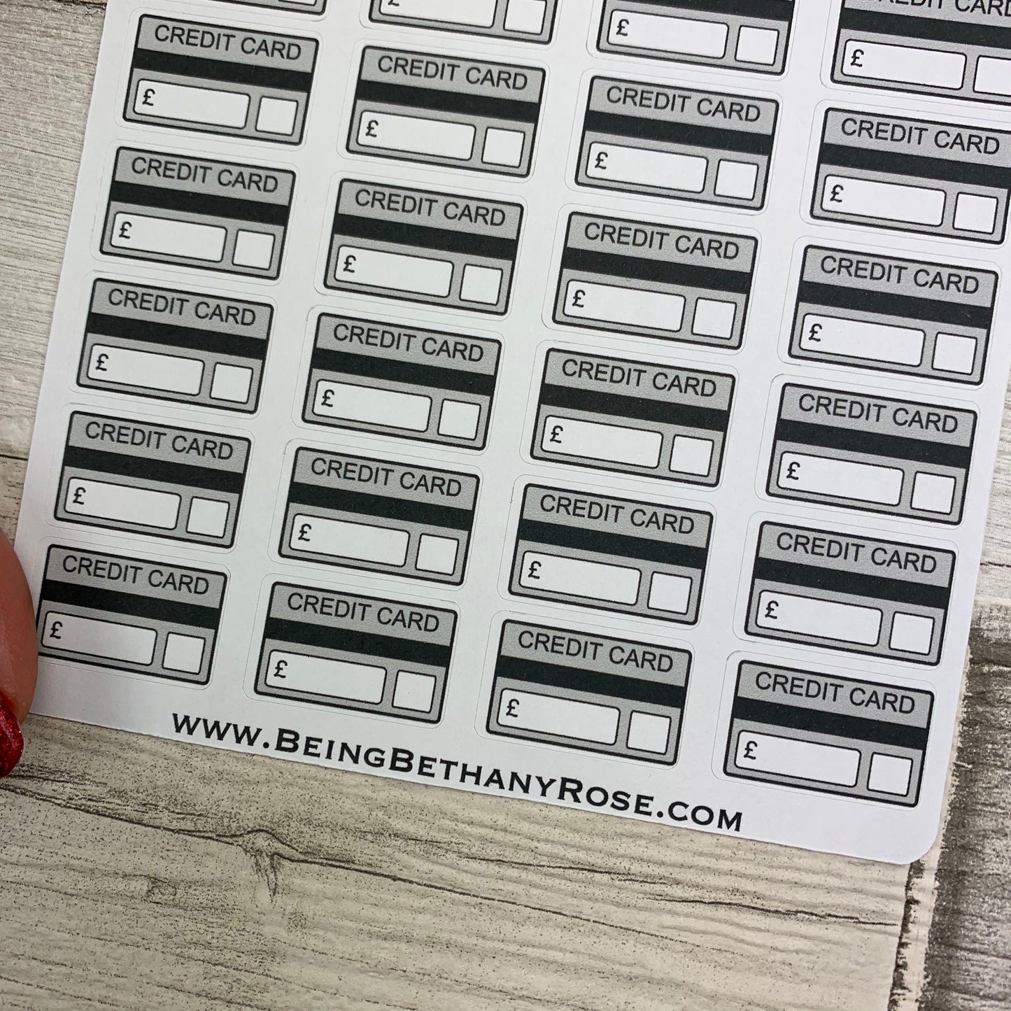 Credit card stickers (Various currencies) (DPD401 abcd)