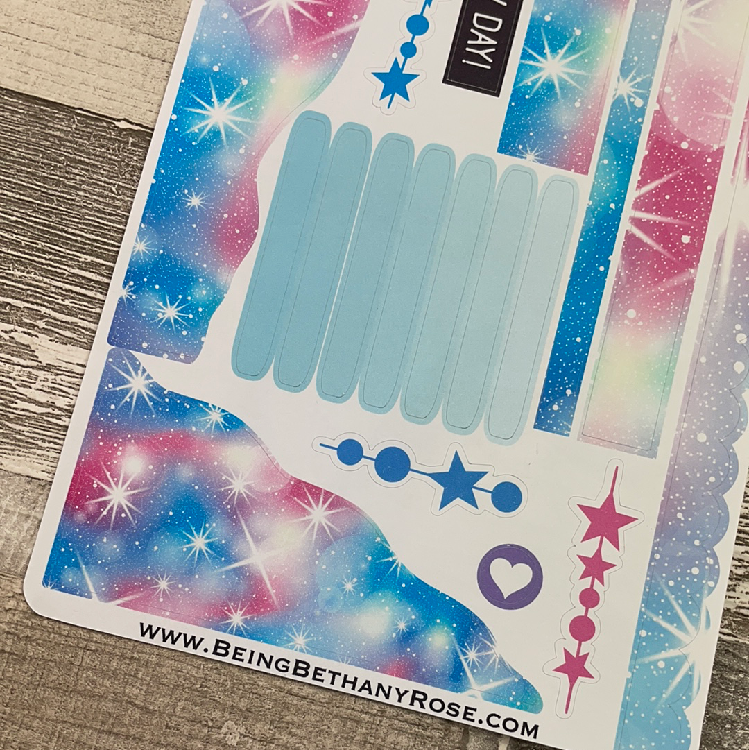 (0408) Passion Planner Daily Wave stickers - Wilma Bubblegum Galaxy