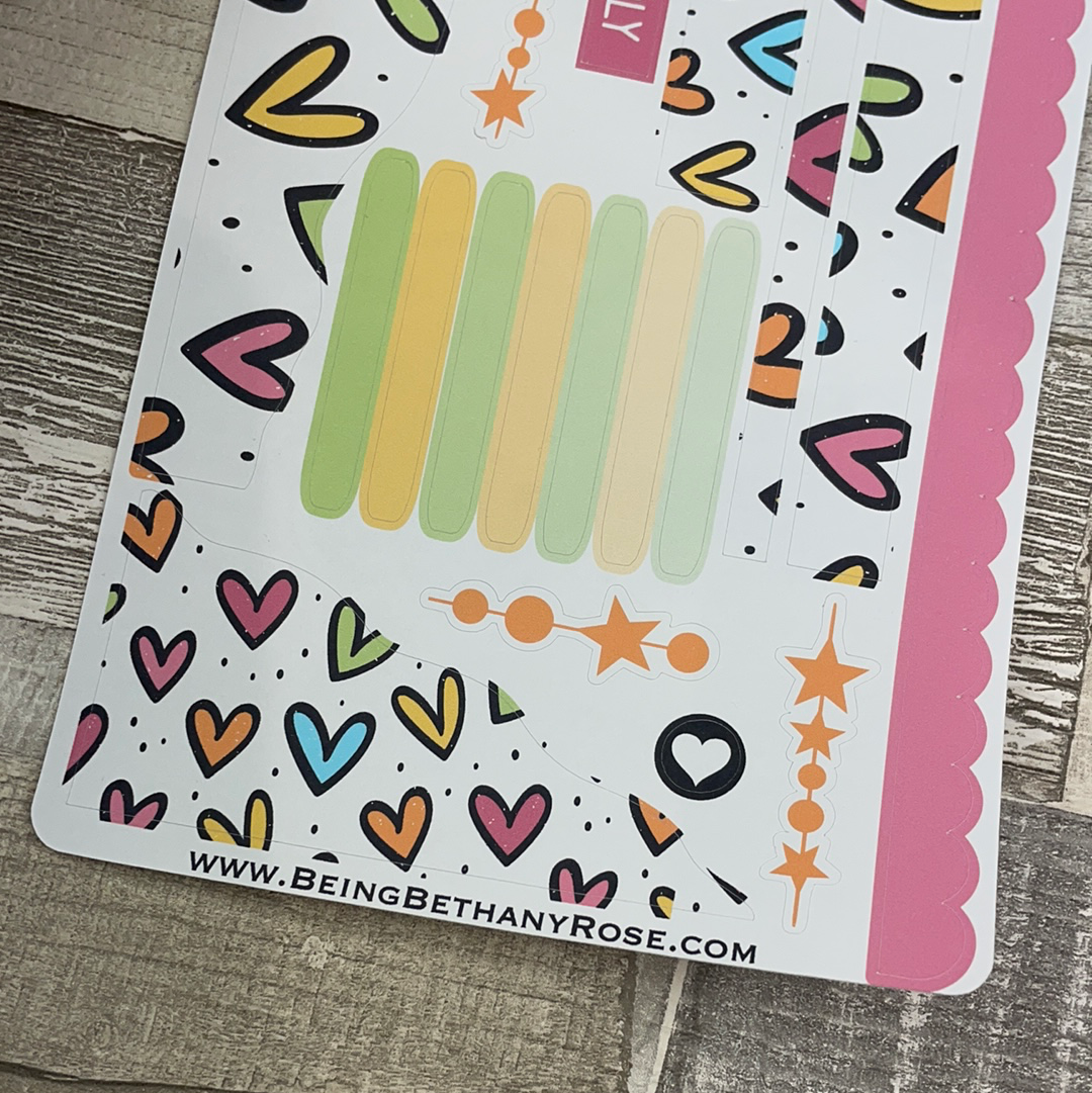 (0387) Passion Planner Daily Wave stickers - Bold Hearts