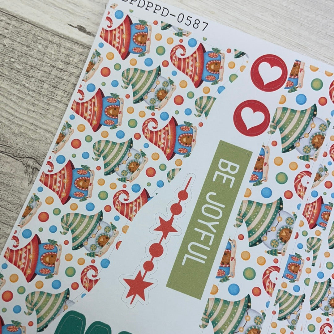 (0587) Passion Planner Daily Wave stickers - Christmas Hut