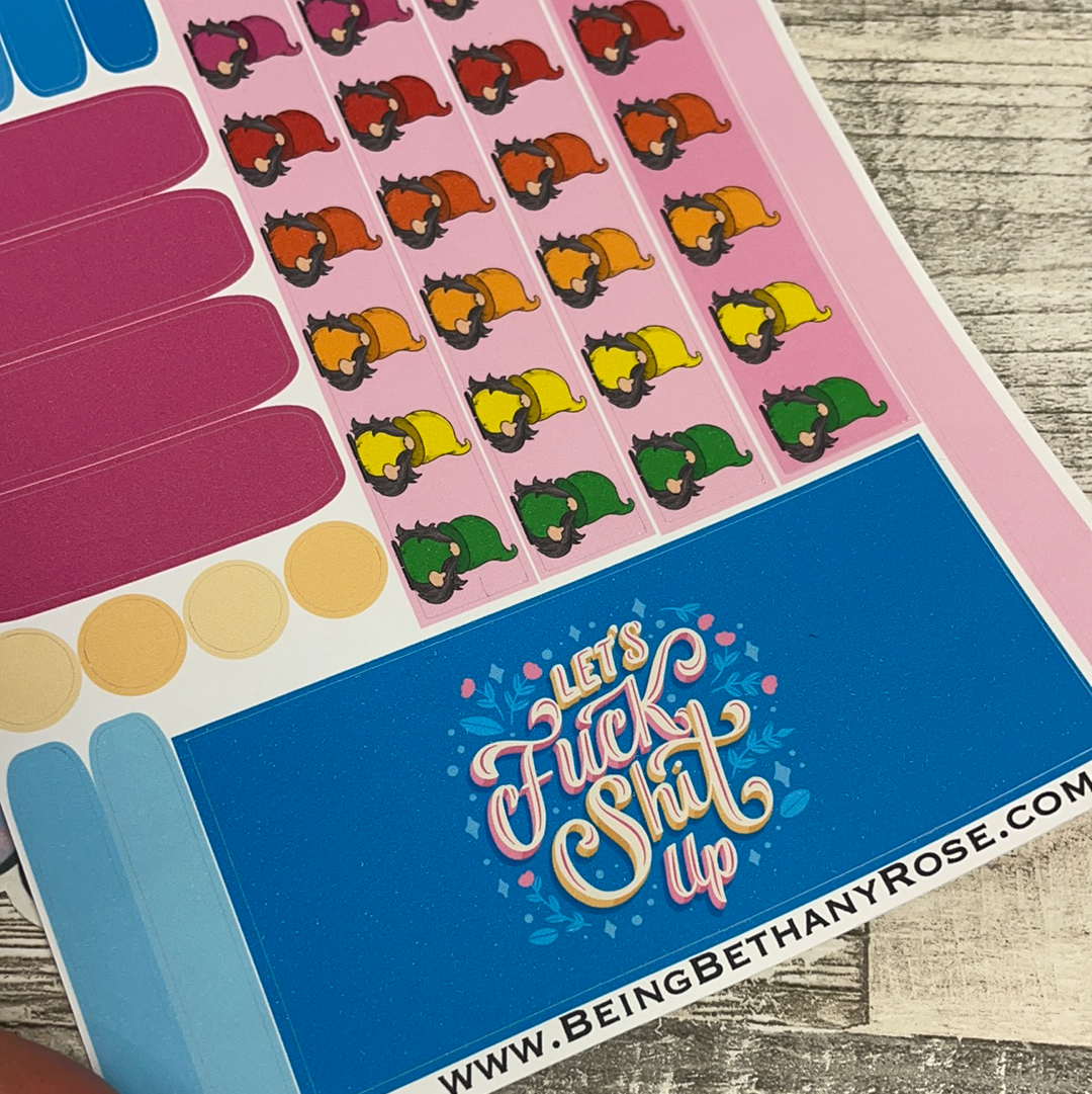 (0332) Passion Planner Daily stickers - Swearing Hetty