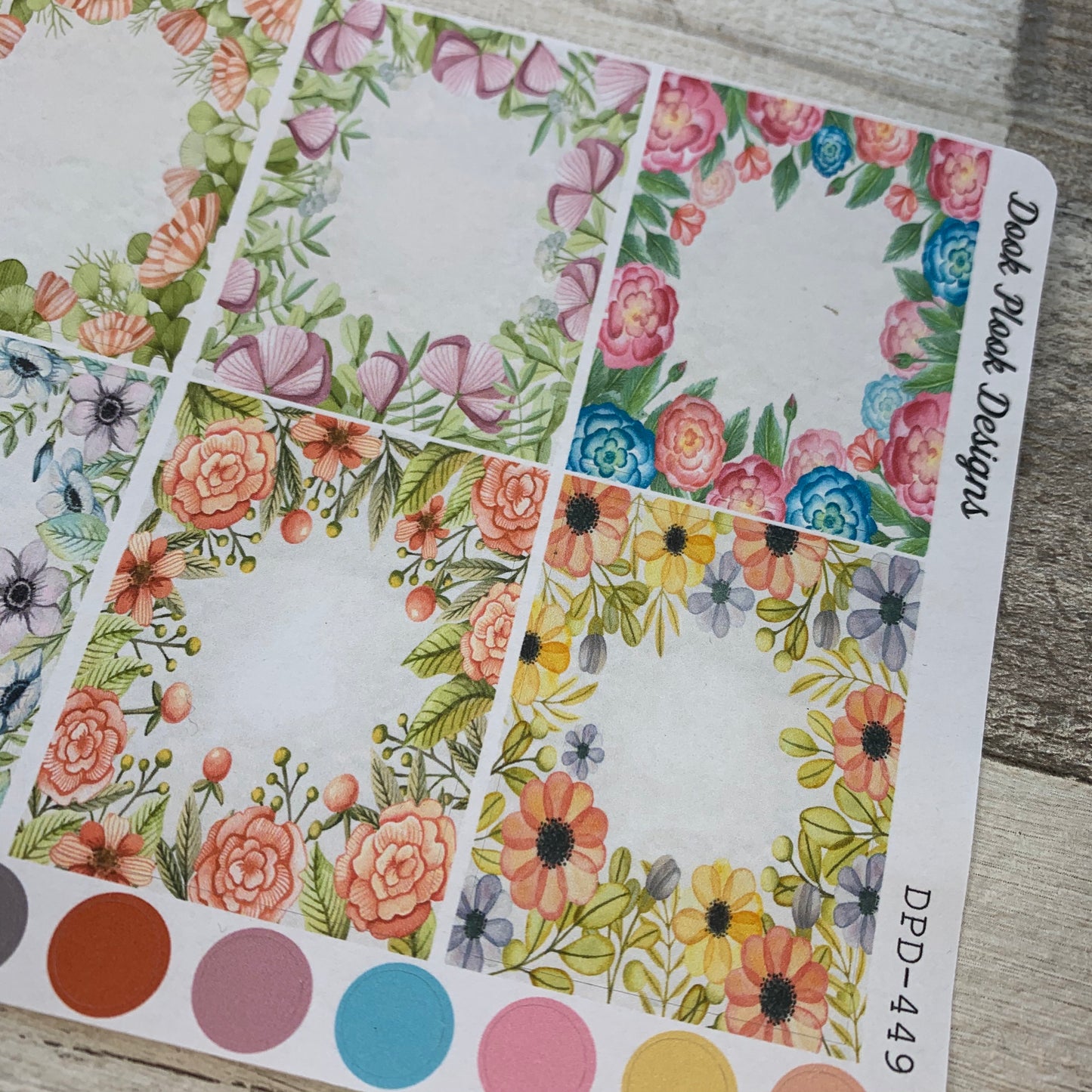 Watercolour flower box stickers (DPD449)