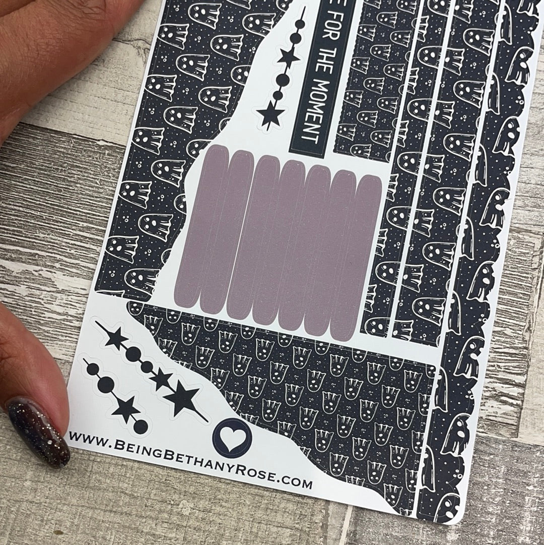 (0551) Passion Planner Daily Wave stickers - B&W Ghosts