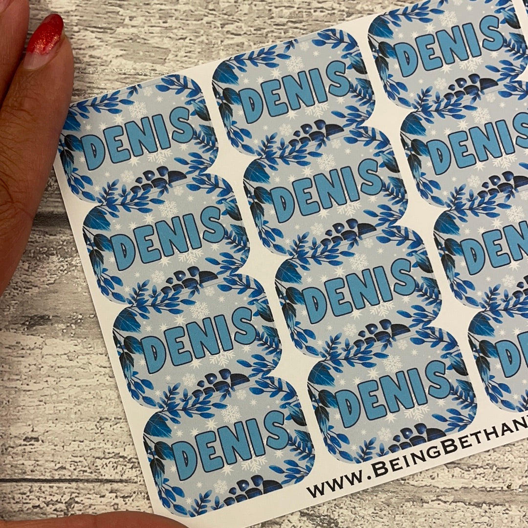 Personalised kids / adults Christmas Present Labels. (80 Icy Frame)