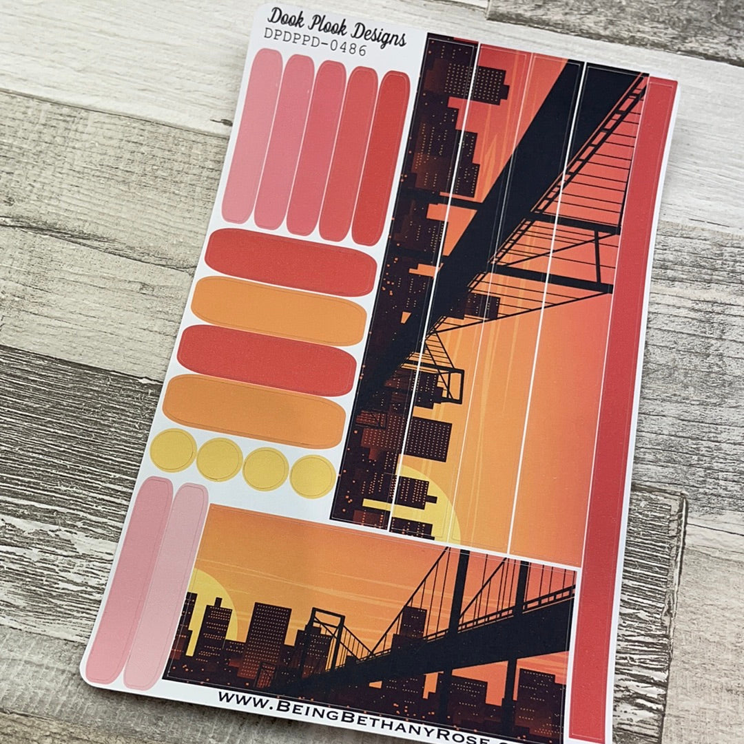 (0486) Passion Planner Daily stickers - Sunset Bridge