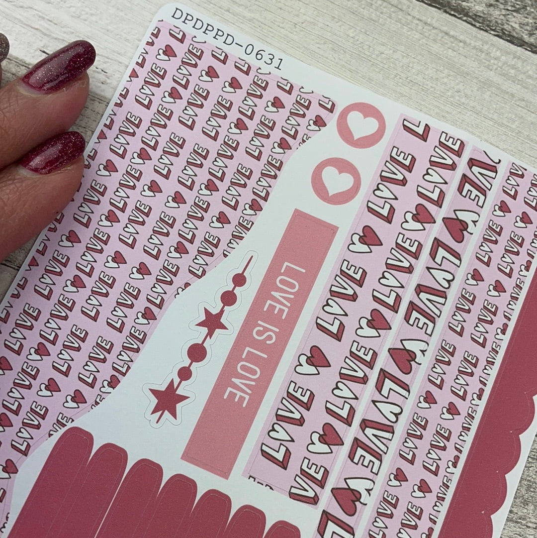 (0631) Passion Planner Daily Wave stickers - Valentines Love is Love