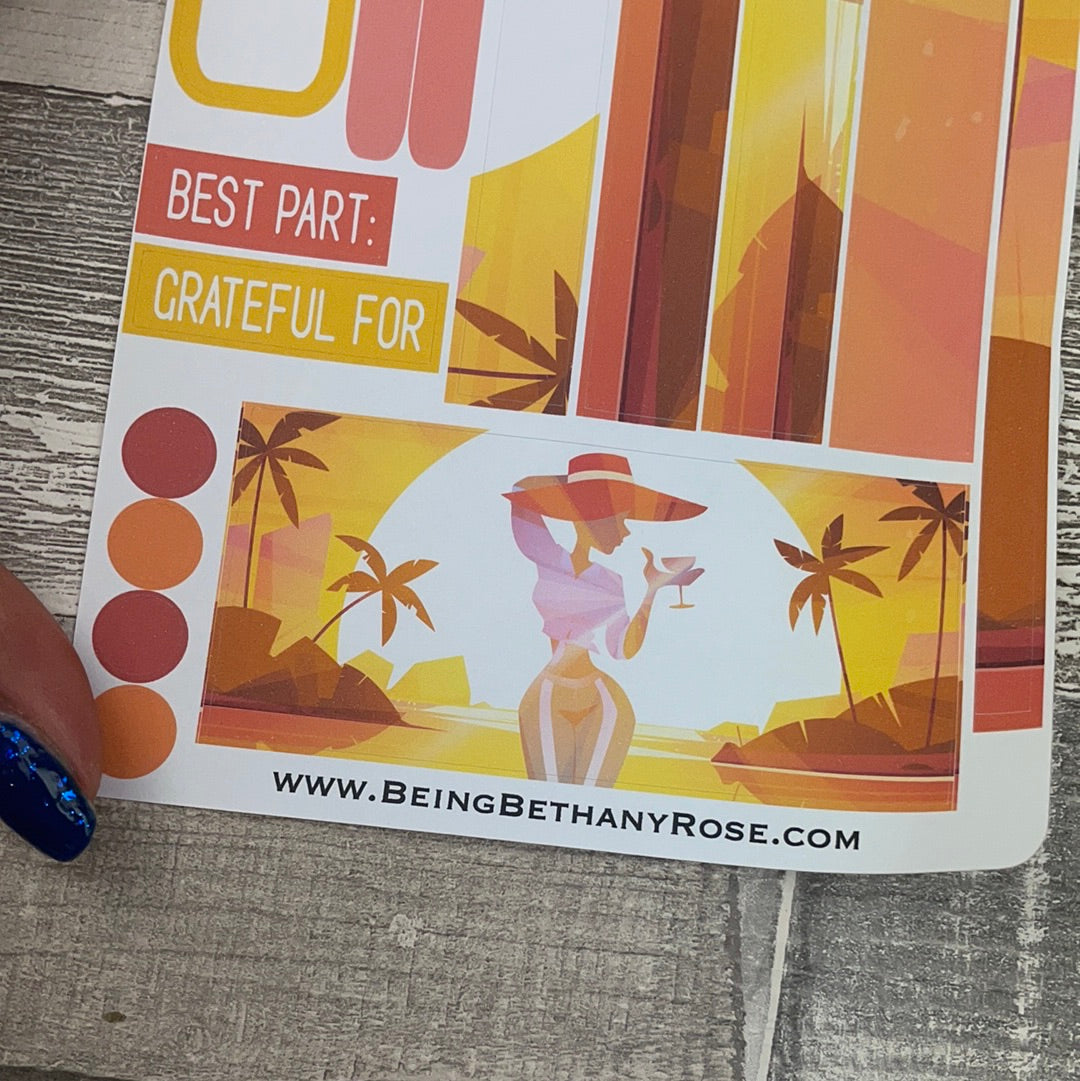(0502) Passion Planner Daily stickers - hot summer sun